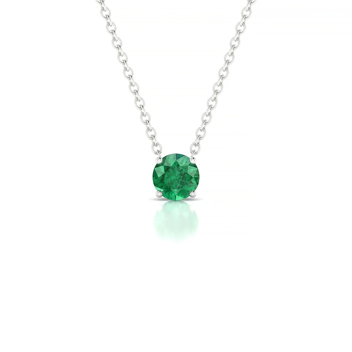 Radiance | 18k White Gold 4.5 mm Round Emerald Pendant
