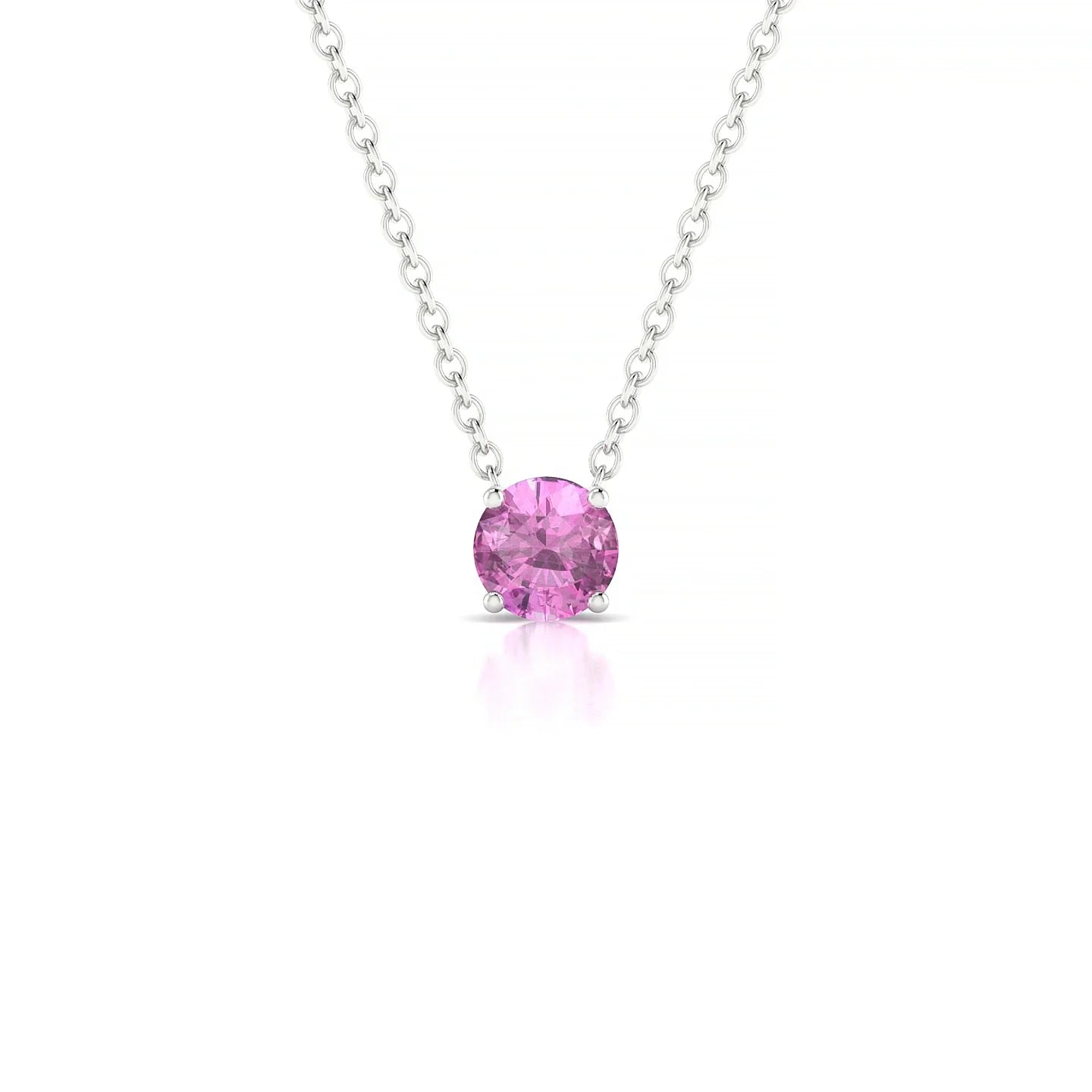 Radiance | 18k White Gold 4.5 mm Round Pink Sapphire Pendant