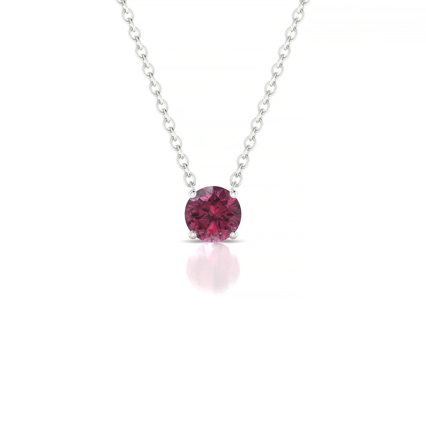 Radiance | 18k White Gold 4.5 mm Round Rhodolite Pendant
