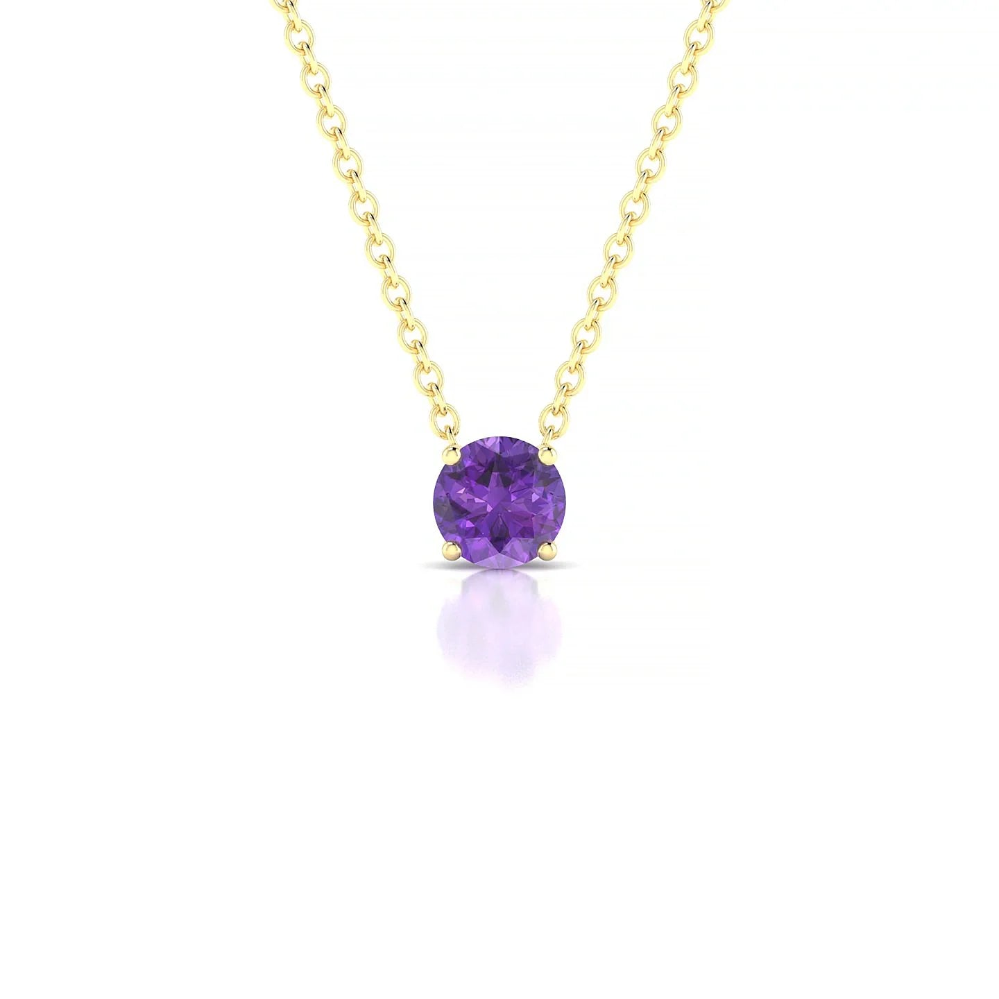 Radiance | 18k Yellow Gold 4.5 mm Round Amethyst Pendant