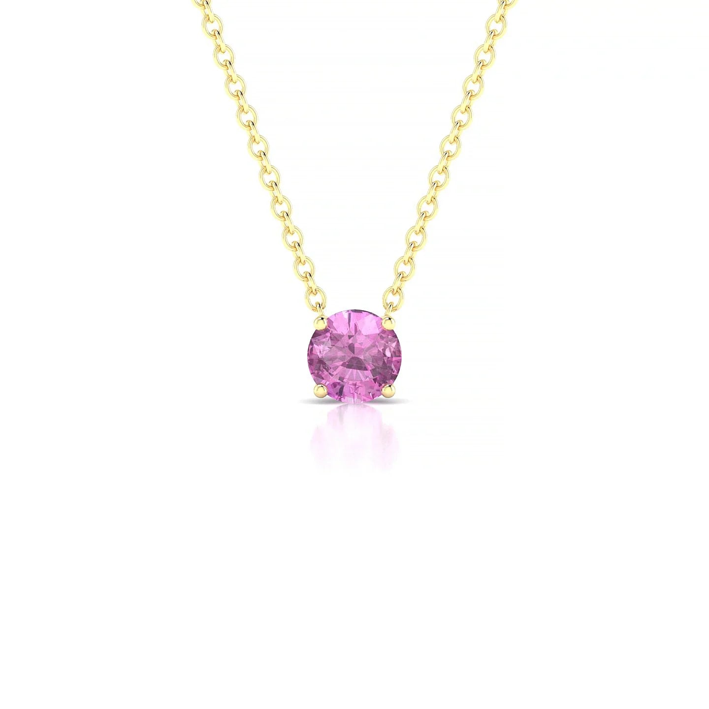 Radiance | 18k Yellow Gold 4.5 mm Round Pink Sapphire Pendant