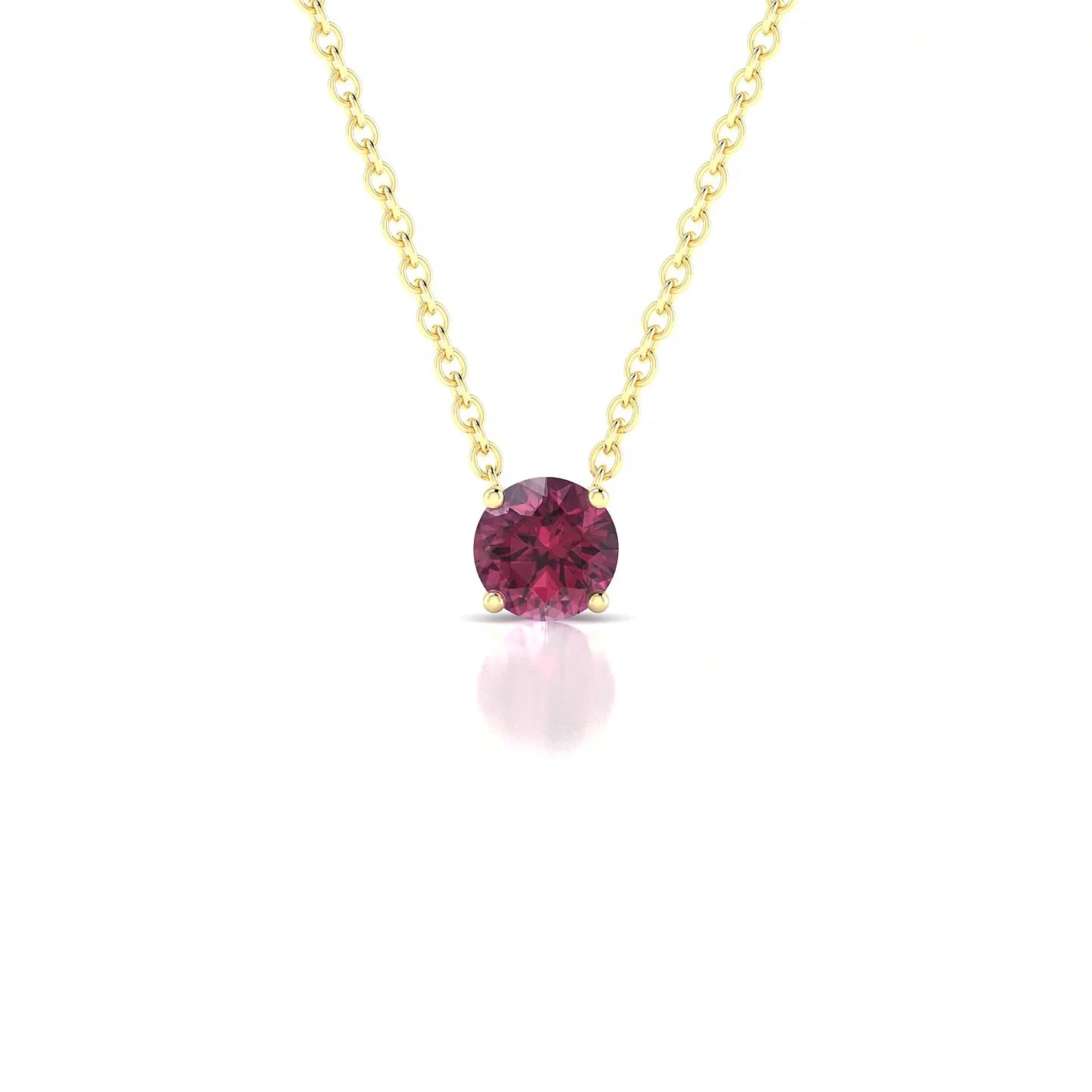 Radiance | 18k Yellow Gold 4.5 mm Round Rhodolite Pendant