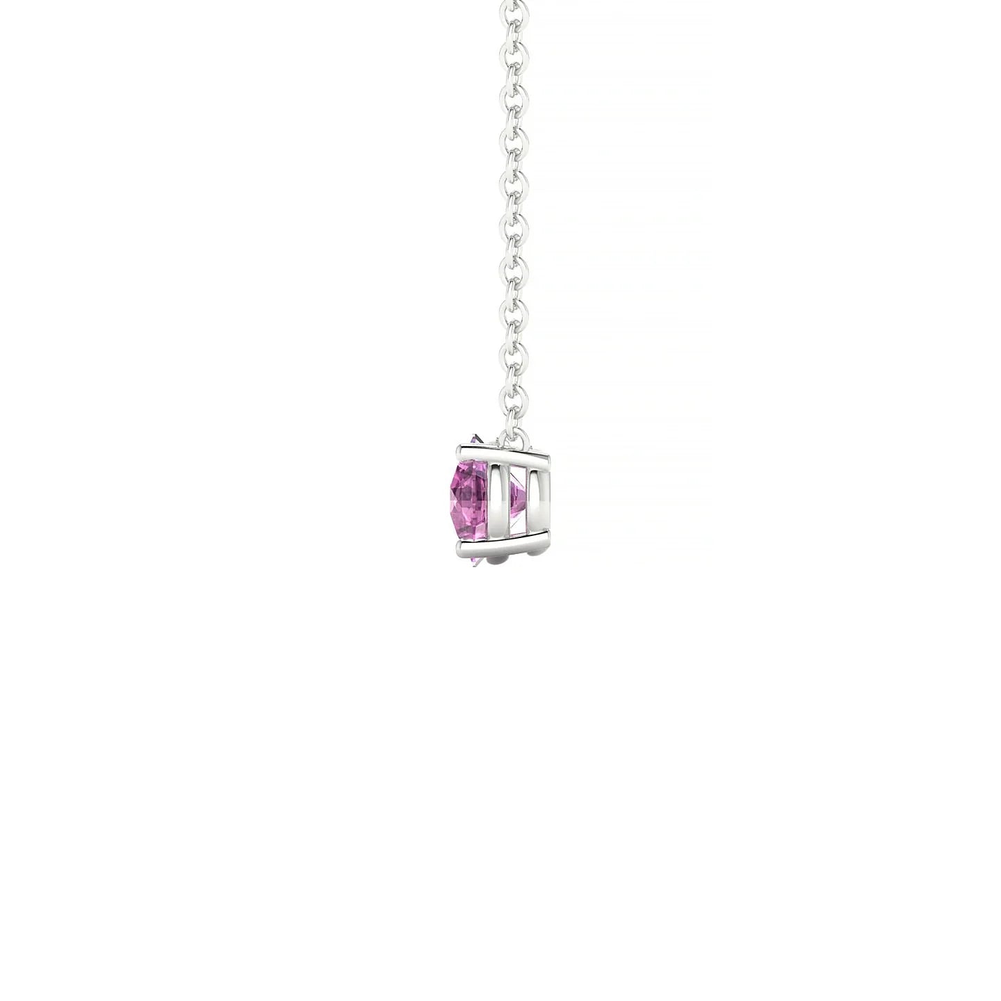 Radiance | 18k White Gold 4.5 mm Round Pink Sapphire Pendant