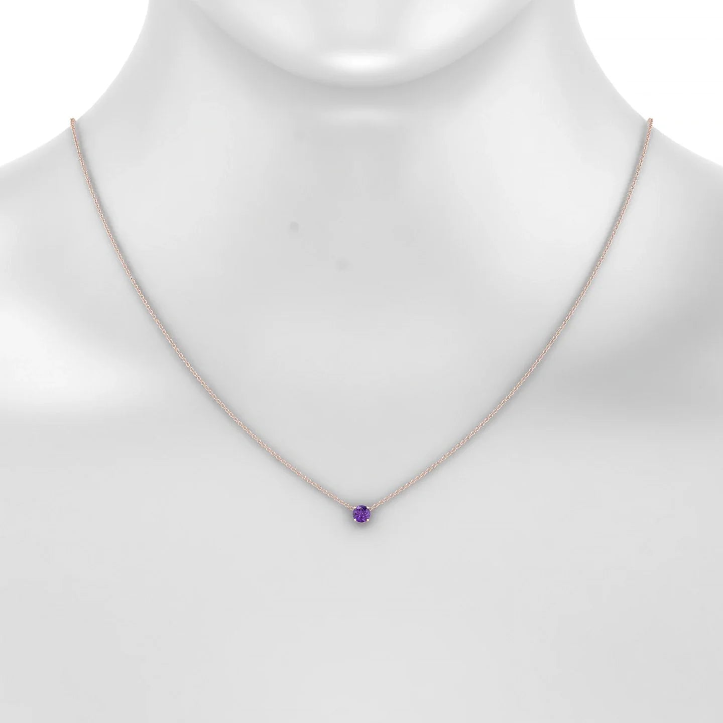 Radiance | 18k Rose Gold 4.5 mm Round Amethyst Pendant