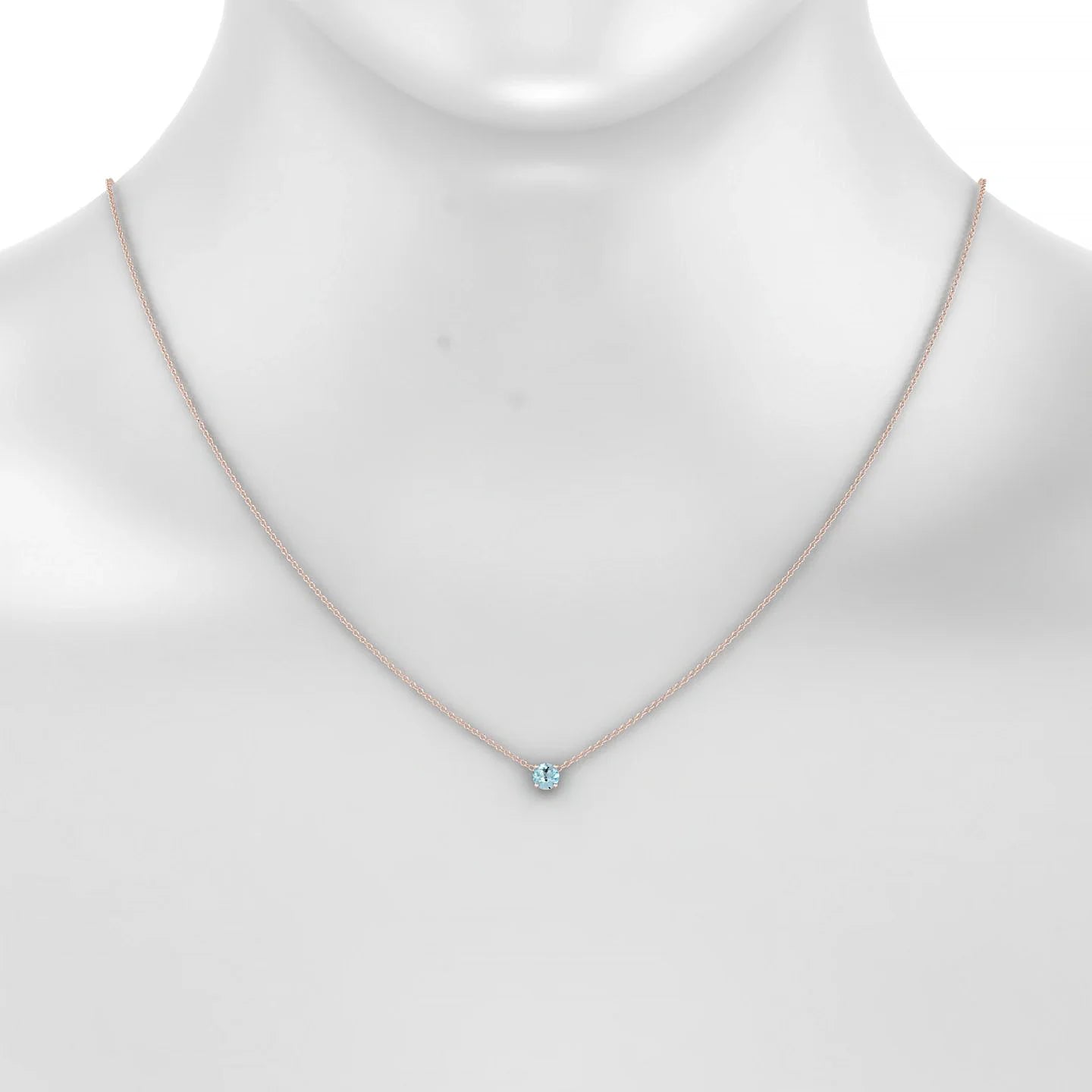 Radiance | 18k Rose Gold 4.5 mm Round Aquamarine Pendant