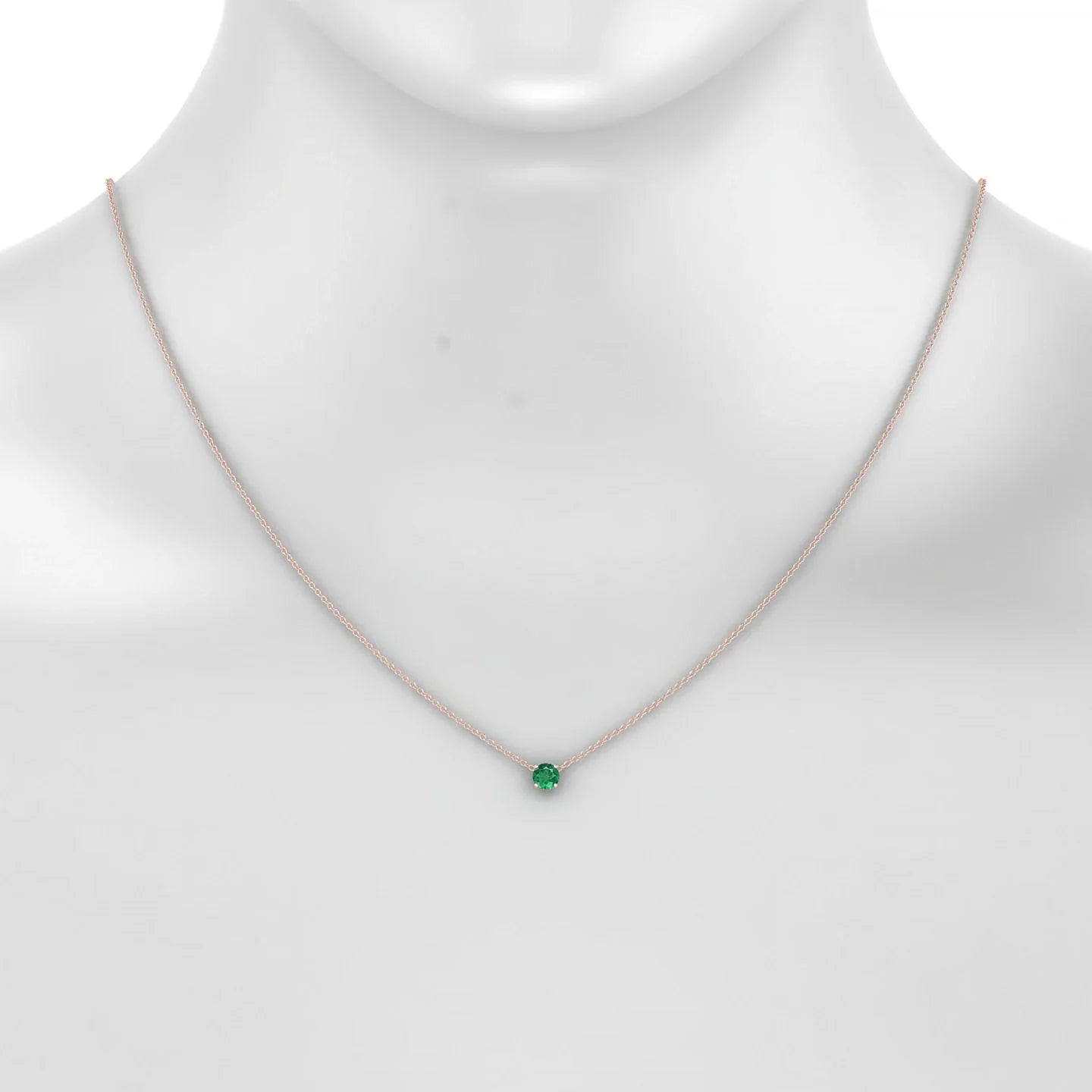 Radiance | 18k Rose Gold 4.5 mm Round Emerald Pendant