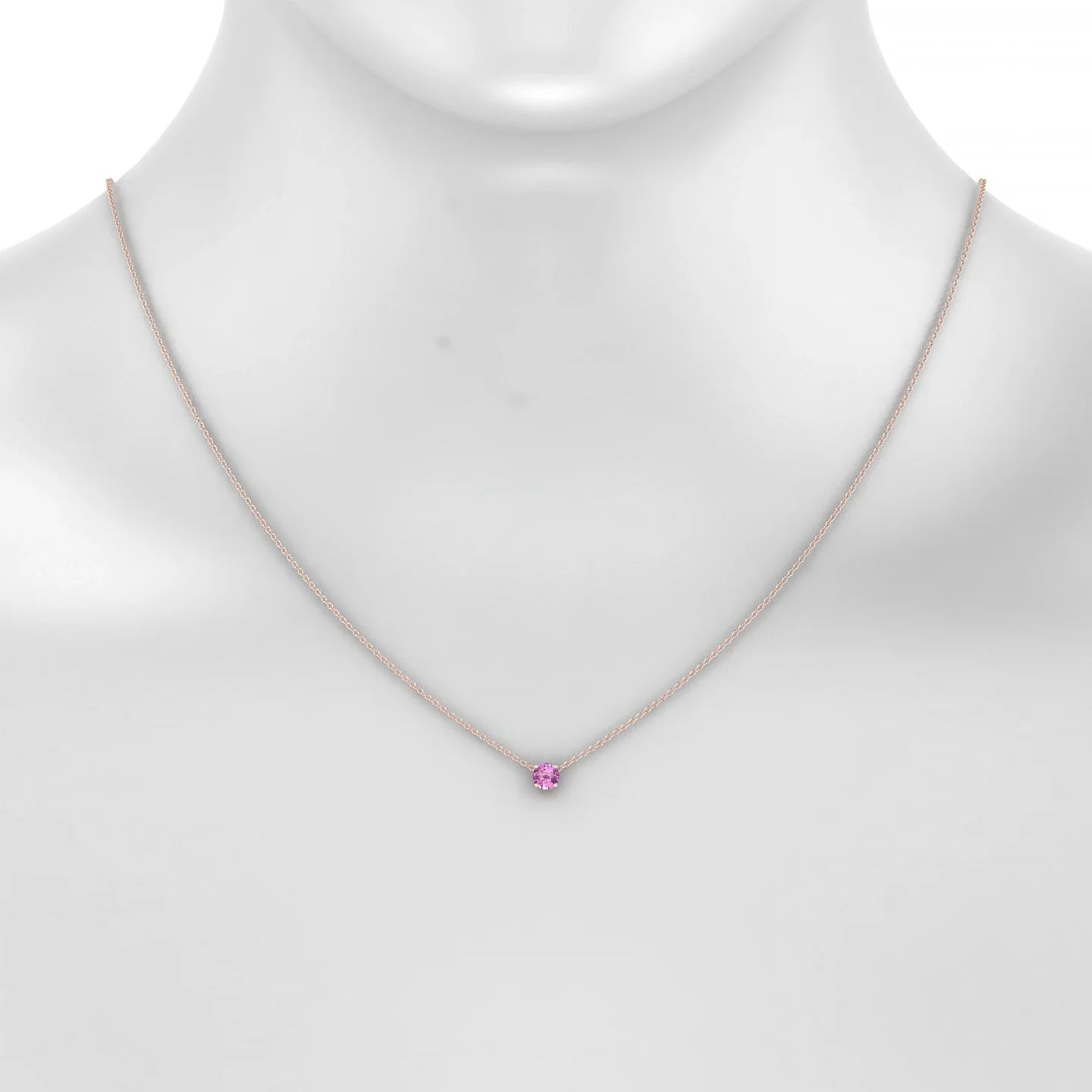 Radiance | 18k Rose Gold 4.5 mm Round Pink Sapphire Pendant