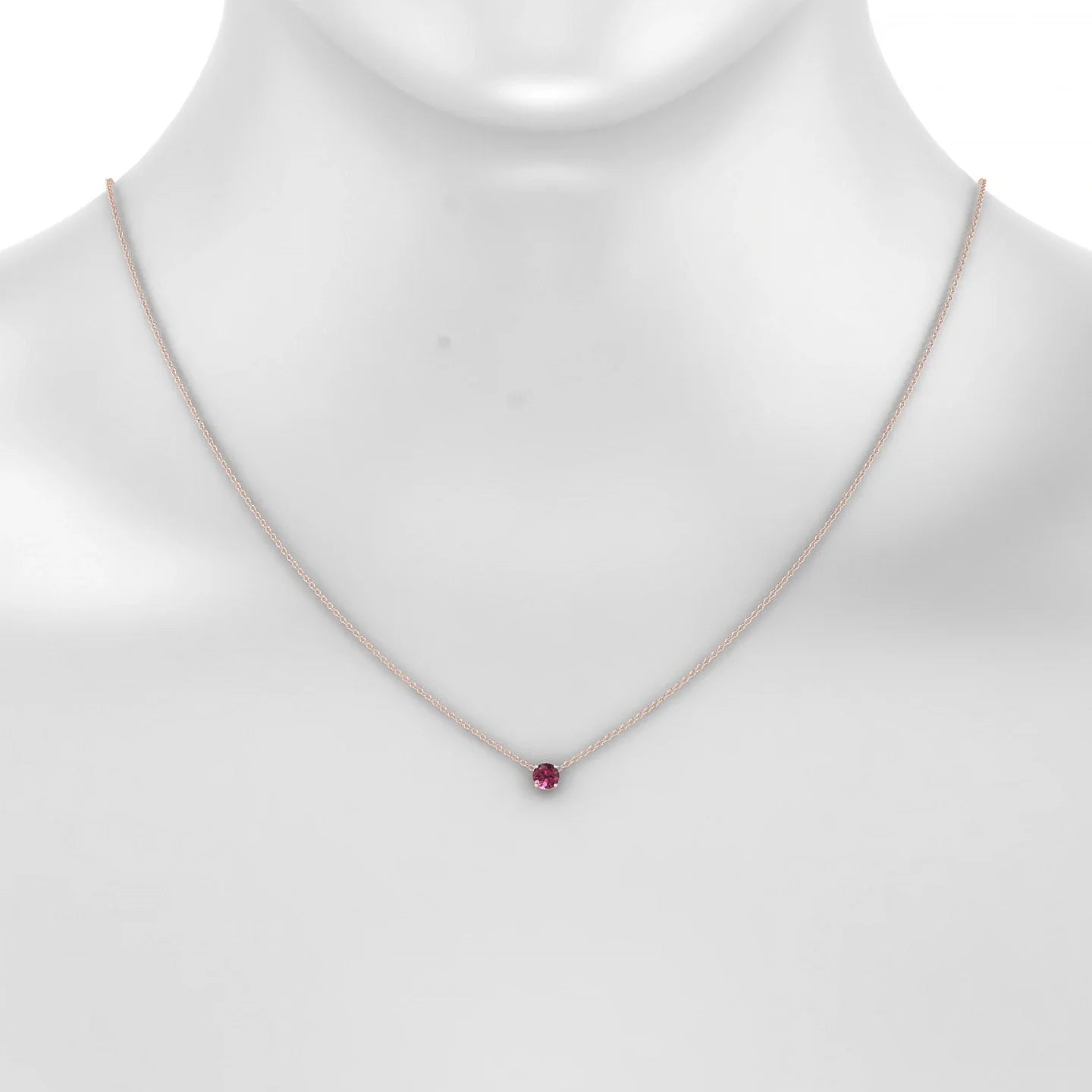 Radiance | 18k Rose Gold 4.5 mm Round Rhodolite Pendant