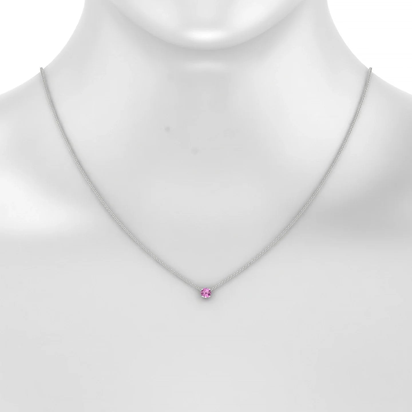 Radiance | 18k White Gold 4.5 mm Round Pink Sapphire Pendant