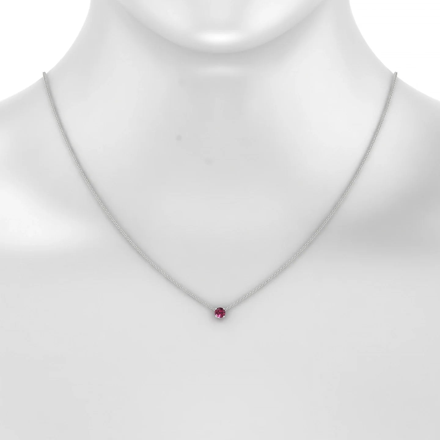 Radiance | 18k White Gold 4.5 mm Round Rhodolite Pendant