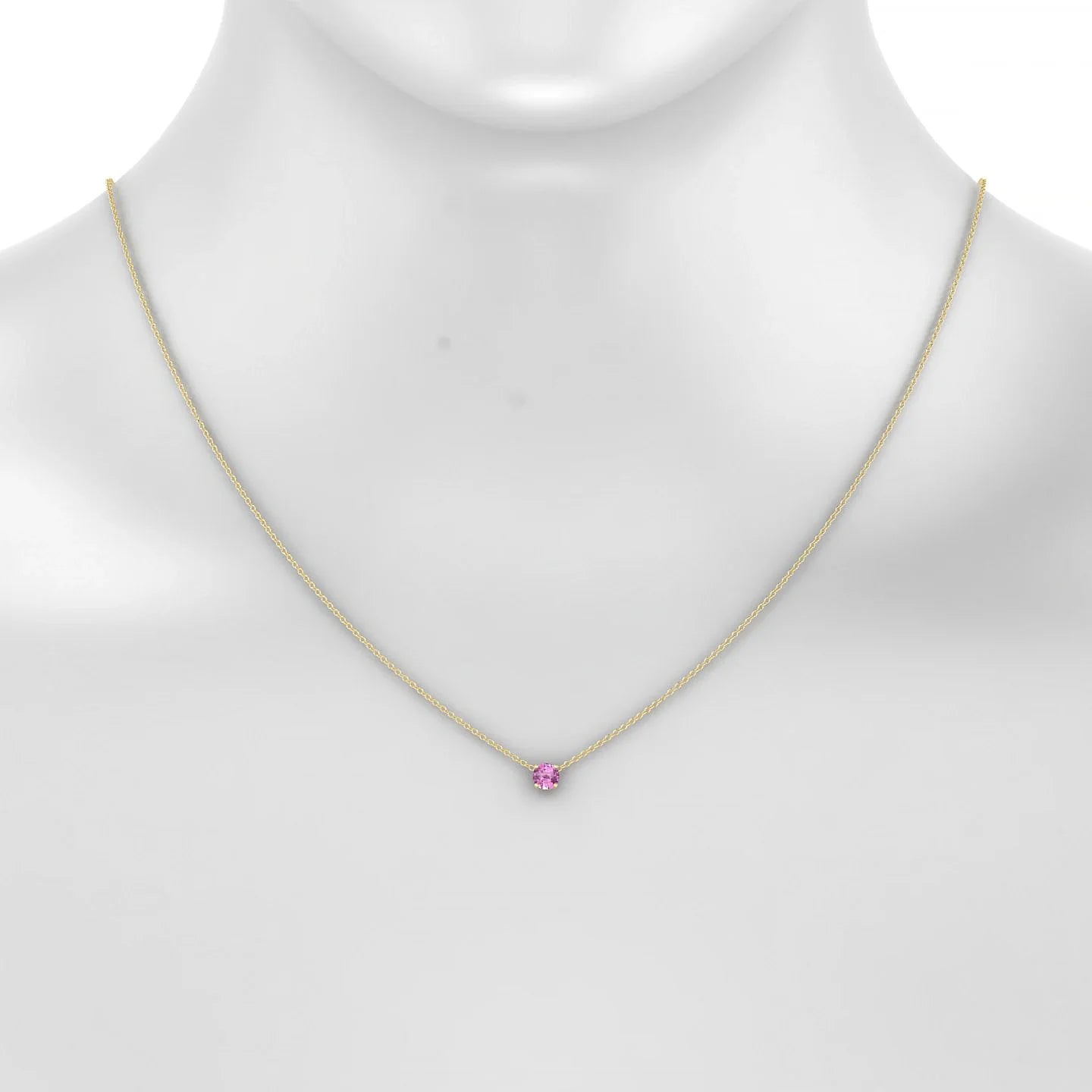 Radiance | 18k Yellow Gold 4.5 mm Round Pink Sapphire Pendant