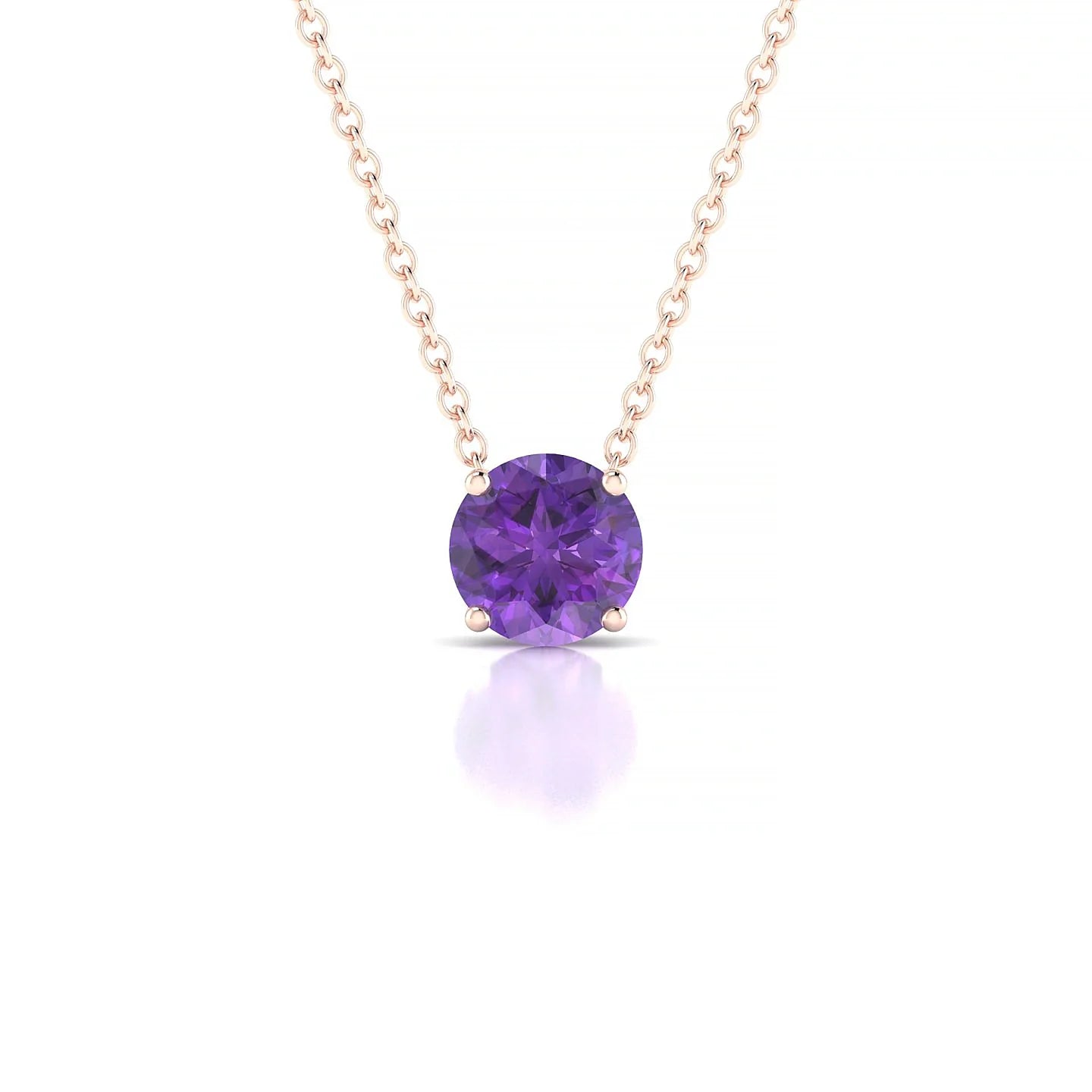 Radiance | 18k Rose Gold 6 mm Round Amethyst Pendant