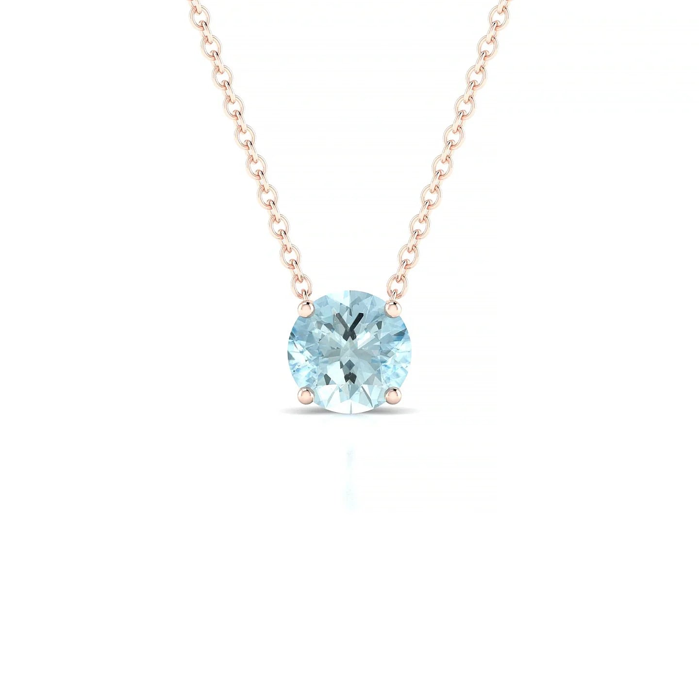 Radiance | 18k Rose Gold 6 mm Round Aquamarine Pendant