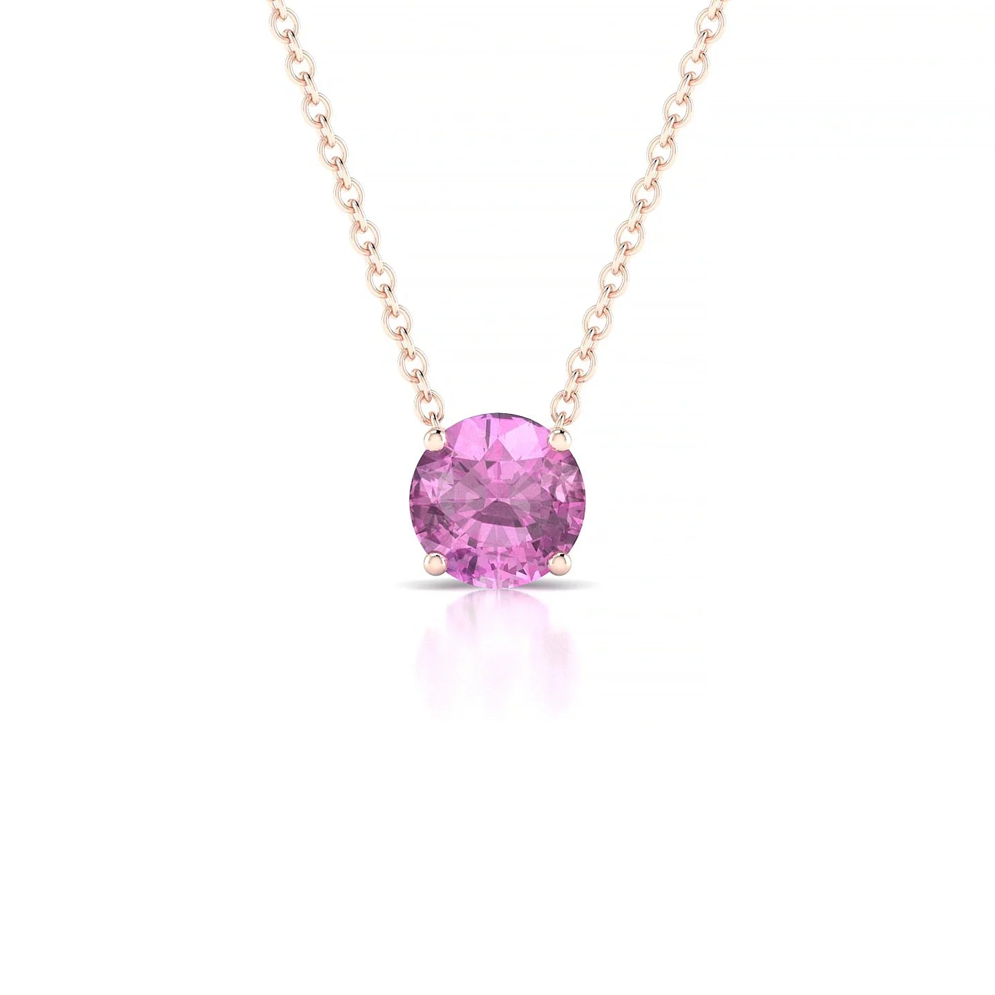 Radiance | 18k Rose Gold 6 mm Round Pink Sapphire Pendant