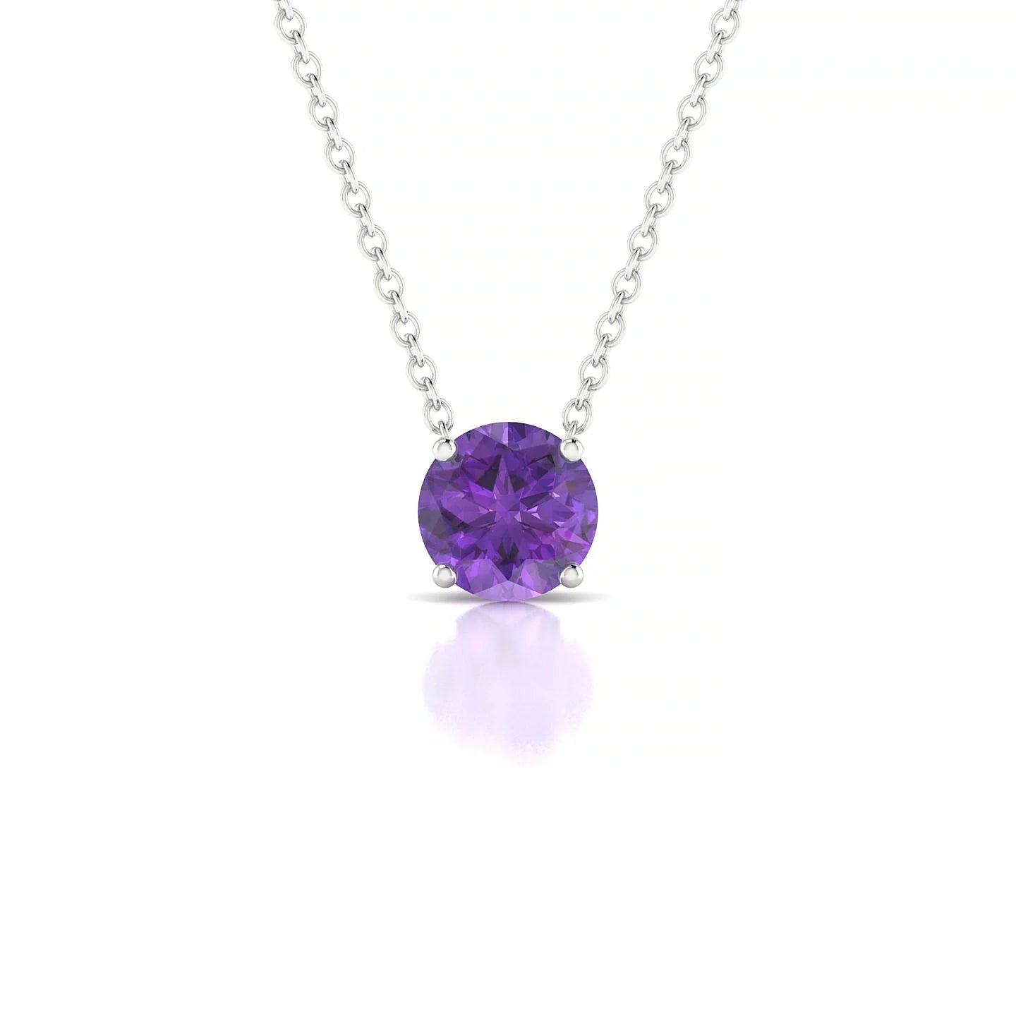 Radiance | 18k White Gold 6 mm Round Amethyst Pendant