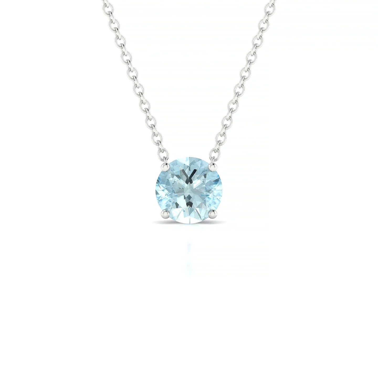 Radiance | 18k White Gold 6 mm Round Aquamarine Pendant