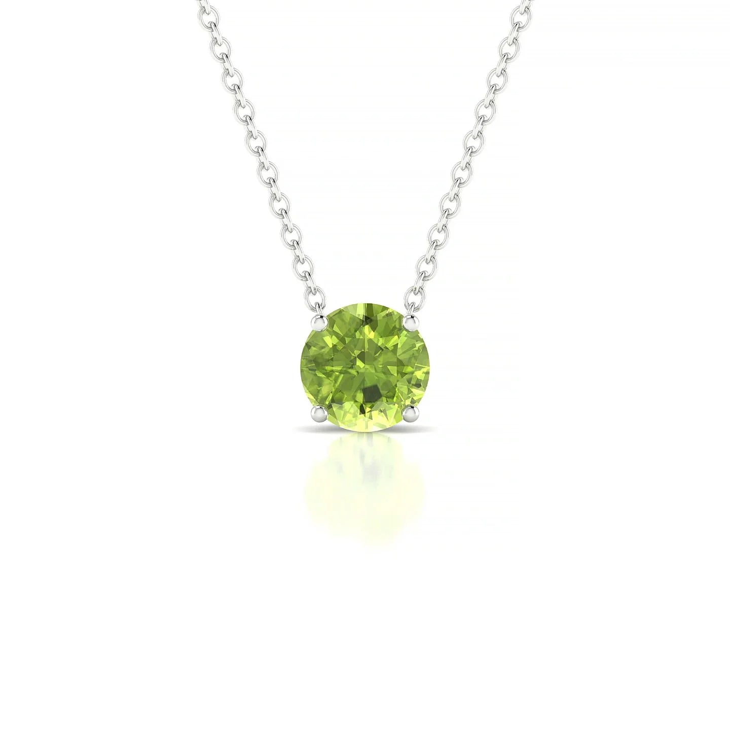 Radiance | 18k White Gold 6 mm Round Peridot Pendant