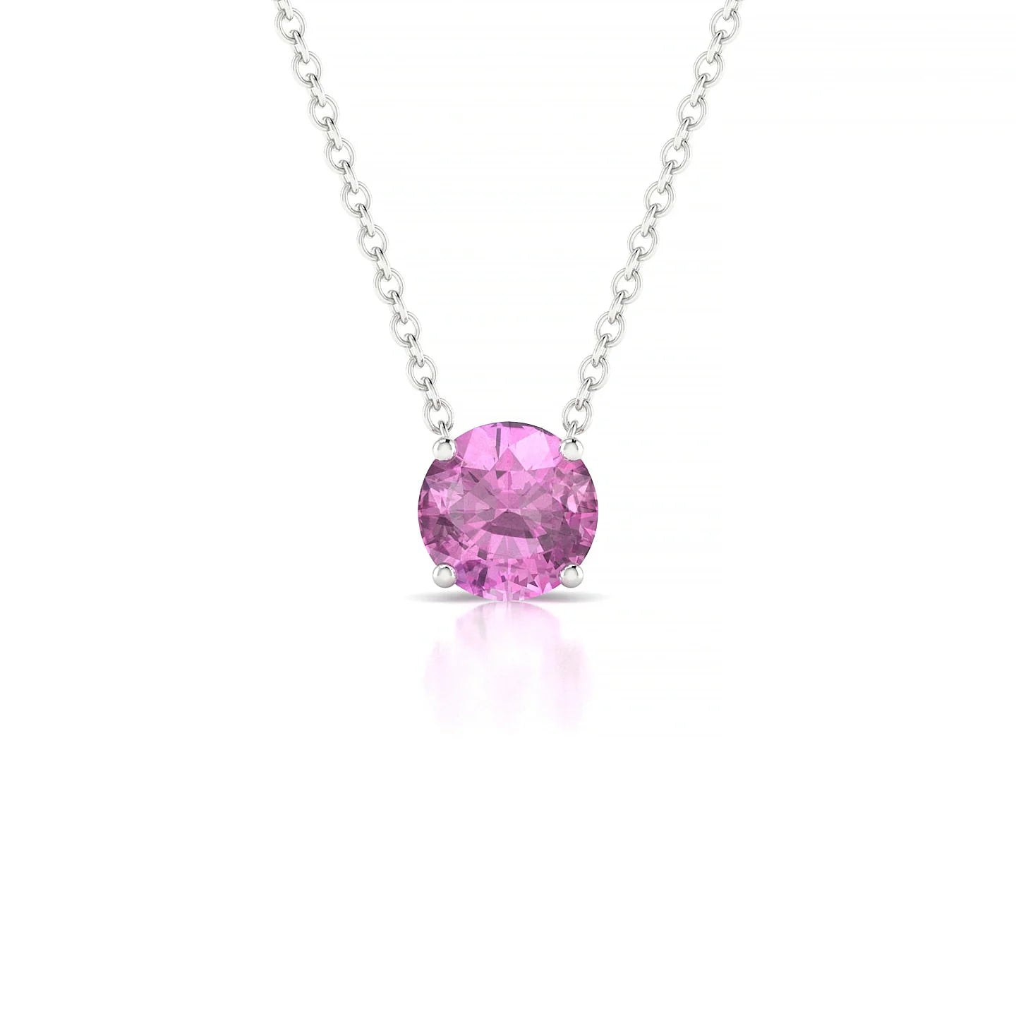 Radiance | 18k White Gold 6 mm Round Pink Sapphire Pendant