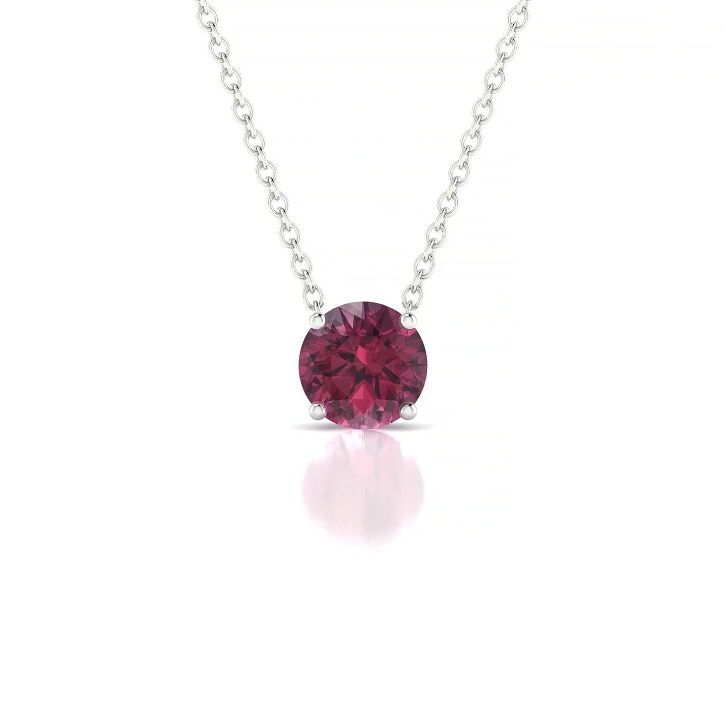 Radiance | 18k White Gold 6 mm Round Rhodolite Pendant