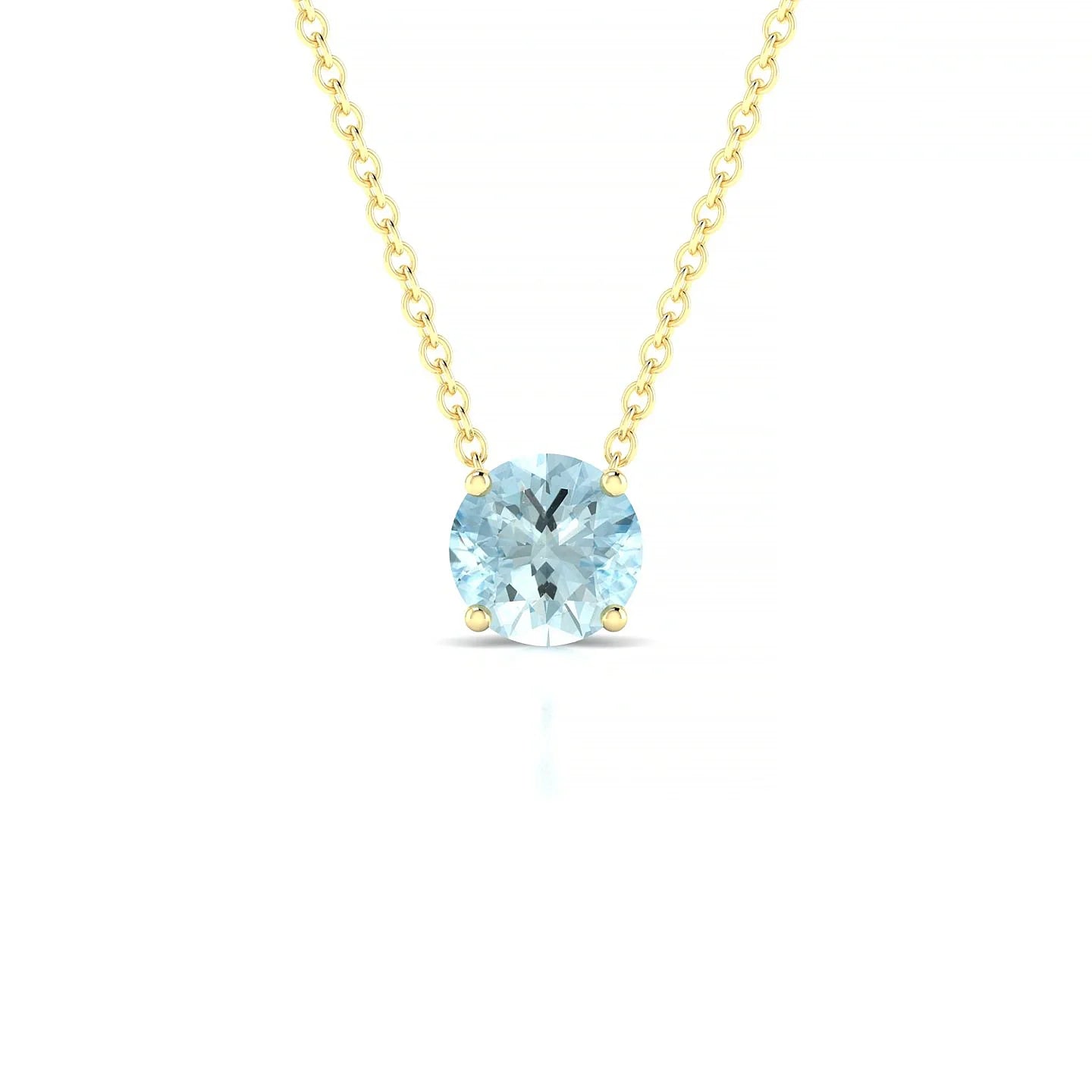 Radiance | 18k Yellow Gold 6 mm Round Aquamarine Pendant