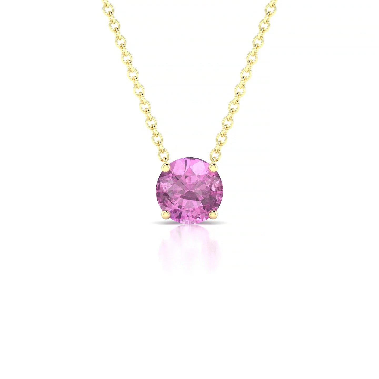 Radiance | 18k Yellow Gold 6 mm Round Pink Sapphire Pendant