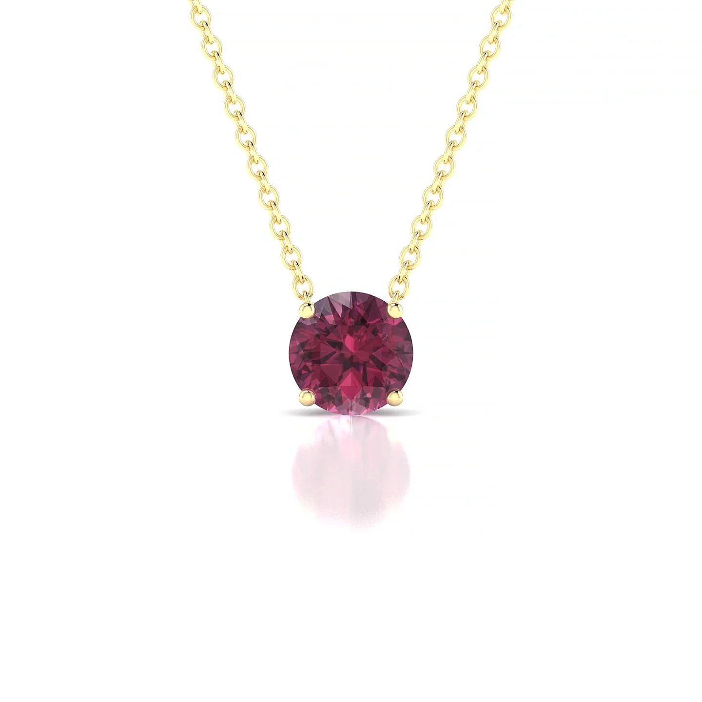 Radiance | 18k Yellow Gold 6 mm Round Rhodolite Pendant