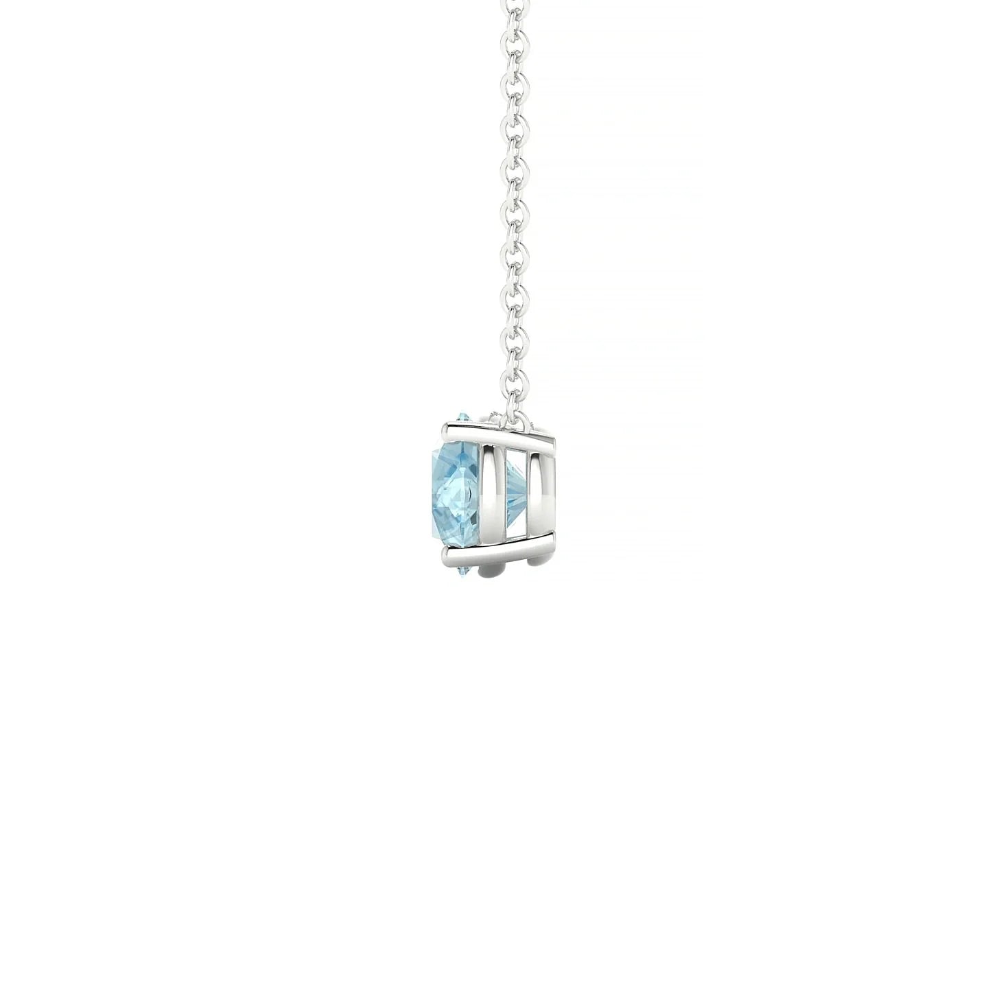 Radiance | 18k White Gold 6 mm Round Aquamarine Pendant
