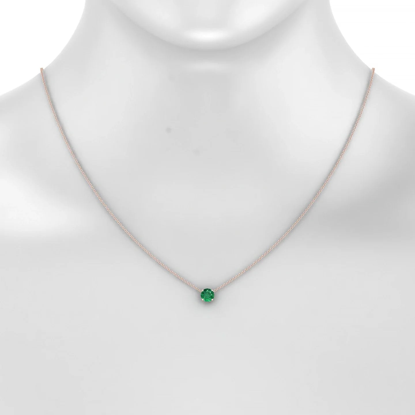 Radiance | 18k Rose Gold 6 mm Round Emerald Pendant