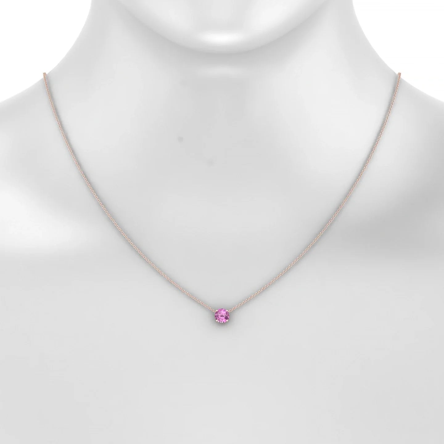 Radiance | 18k Rose Gold 6 mm Round Pink Sapphire Pendant