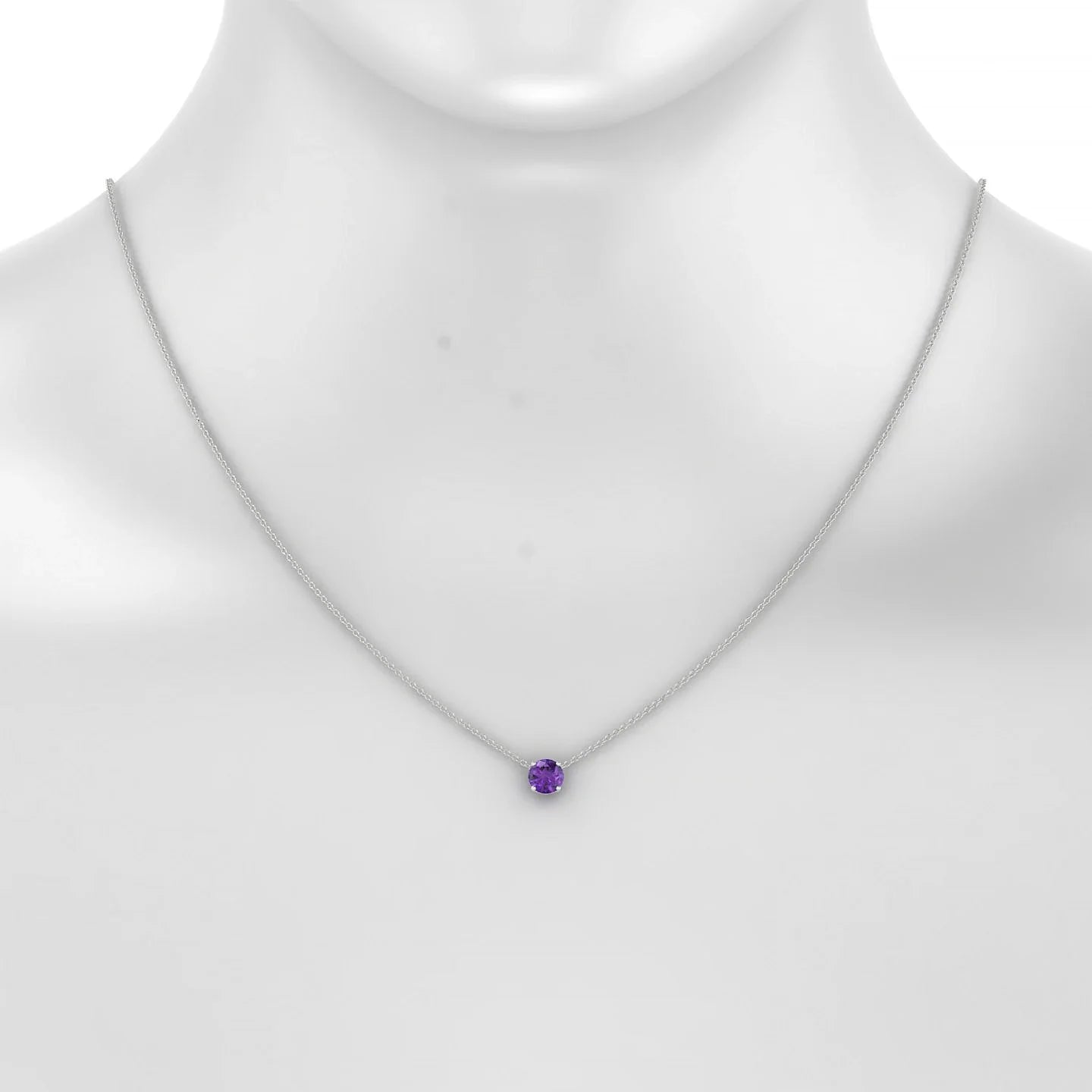Radiance | 18k White Gold 6 mm Round Amethyst Pendant
