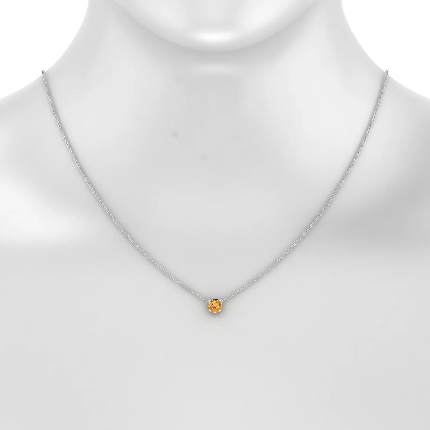 Radiance | 18k White Gold 6 mm Round Citrine Pendant