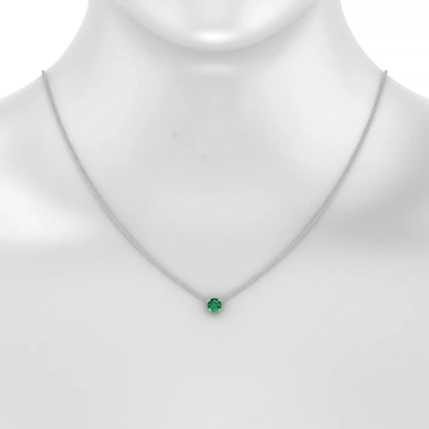 Radiance | 18k White Gold 6 mm Round Emerald Pendant