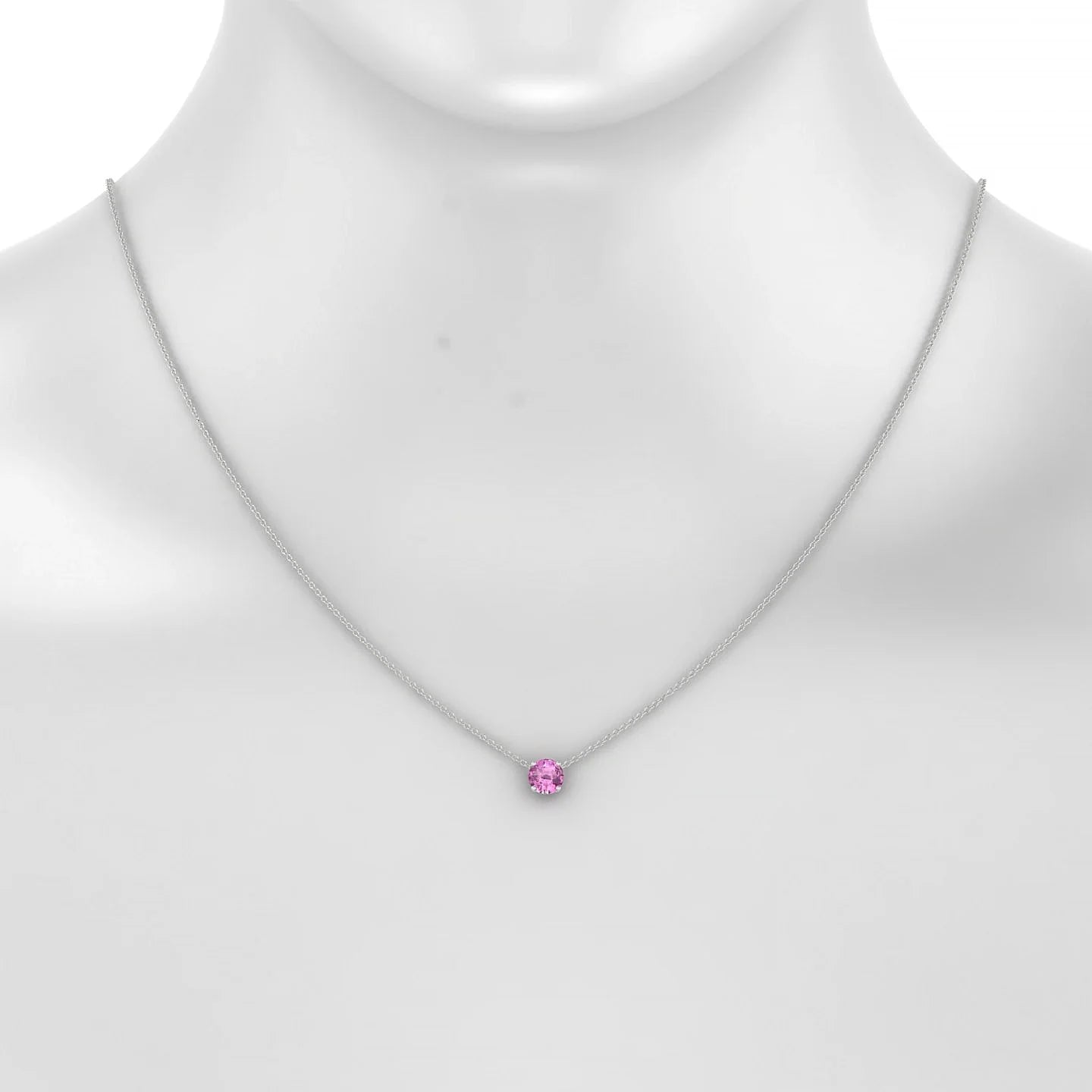 Radiance | 18k White Gold 6 mm Round Pink Sapphire Pendant