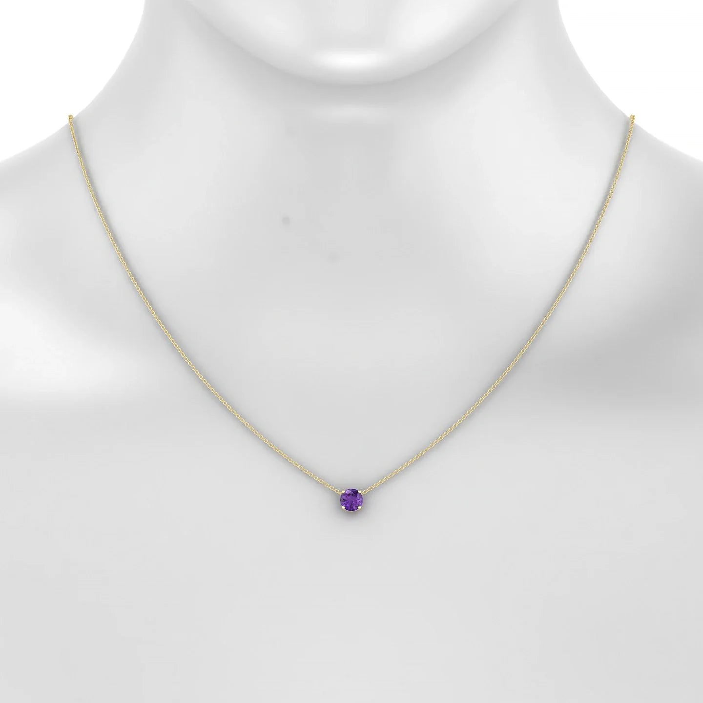 Radiance | 18k Yellow Gold 6 mm Round Amethyst Pendant