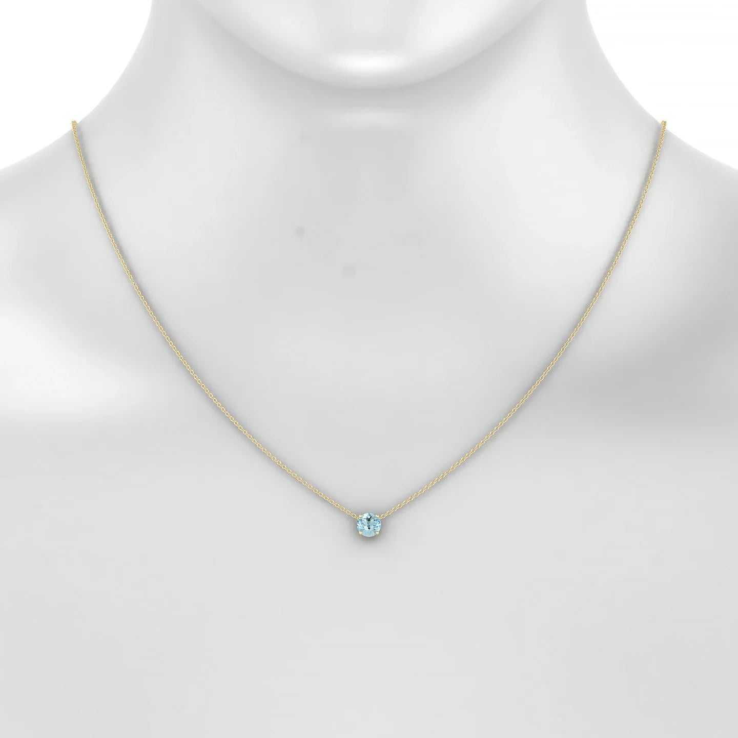 Radiance | 18k Yellow Gold 6 mm Round Aquamarine Pendant