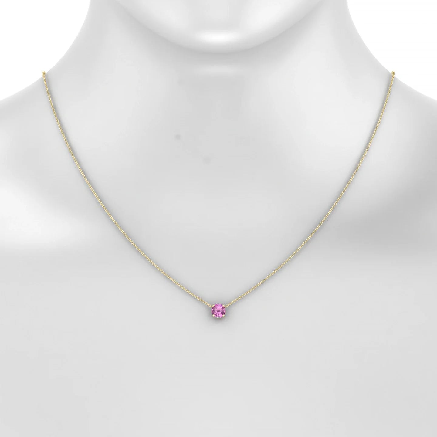 Radiance | 18k Yellow Gold 6 mm Round Pink Sapphire Pendant