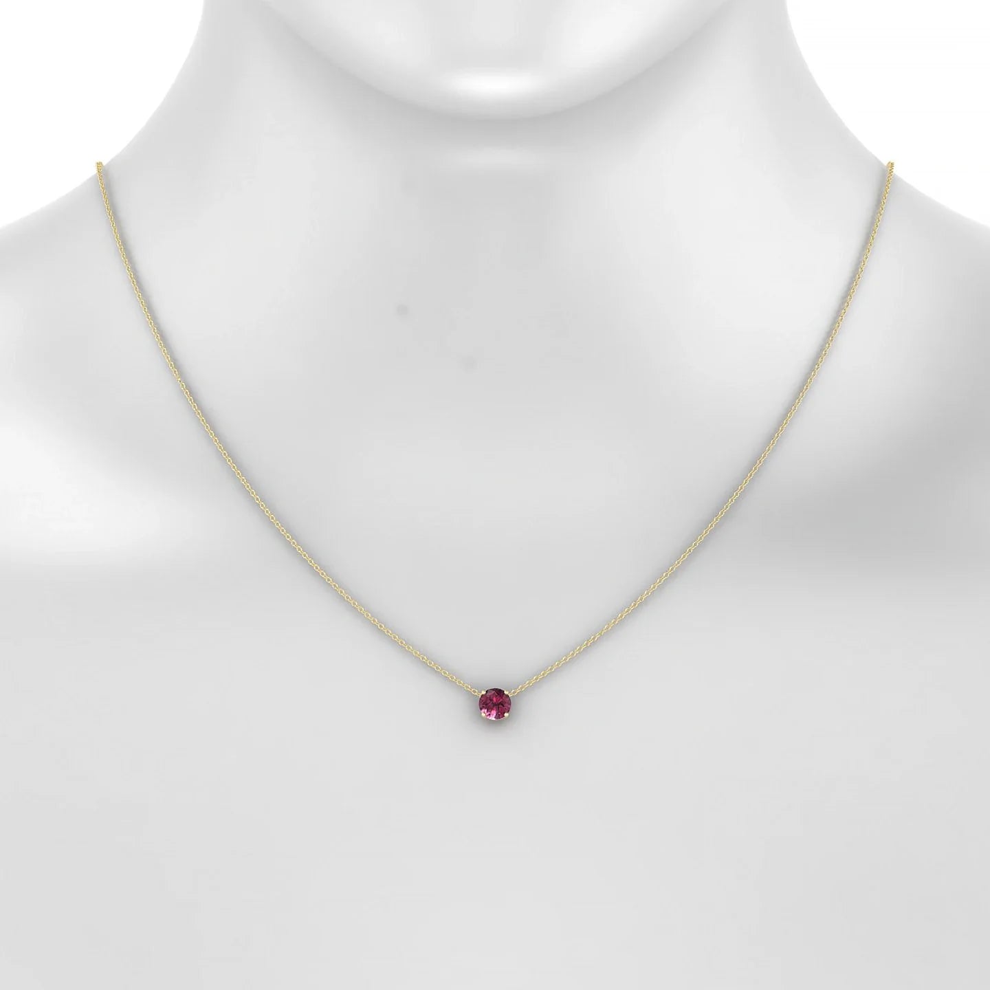 Radiance | 18k Yellow Gold 6 mm Round Rhodolite Pendant