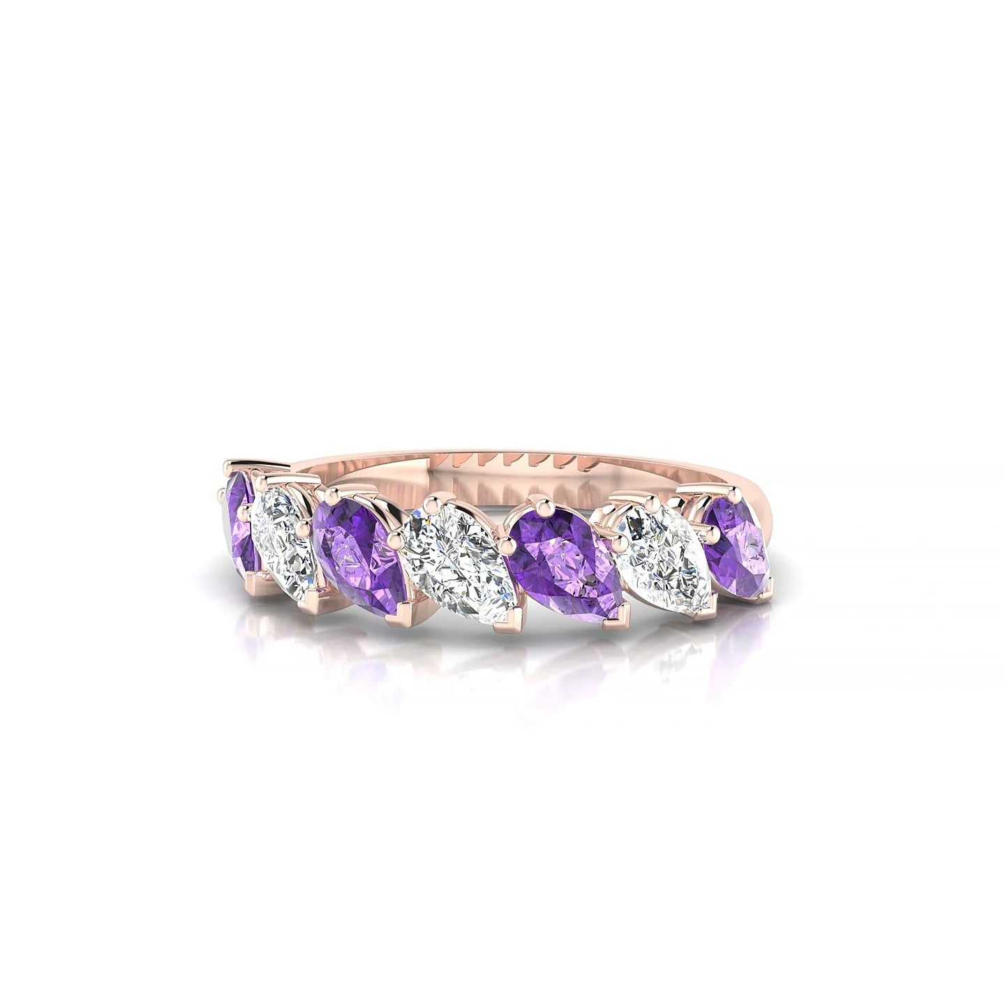 Rain | 18k Rose Gold 5 x 3 mm Pear Amethyst & Diamond Ring