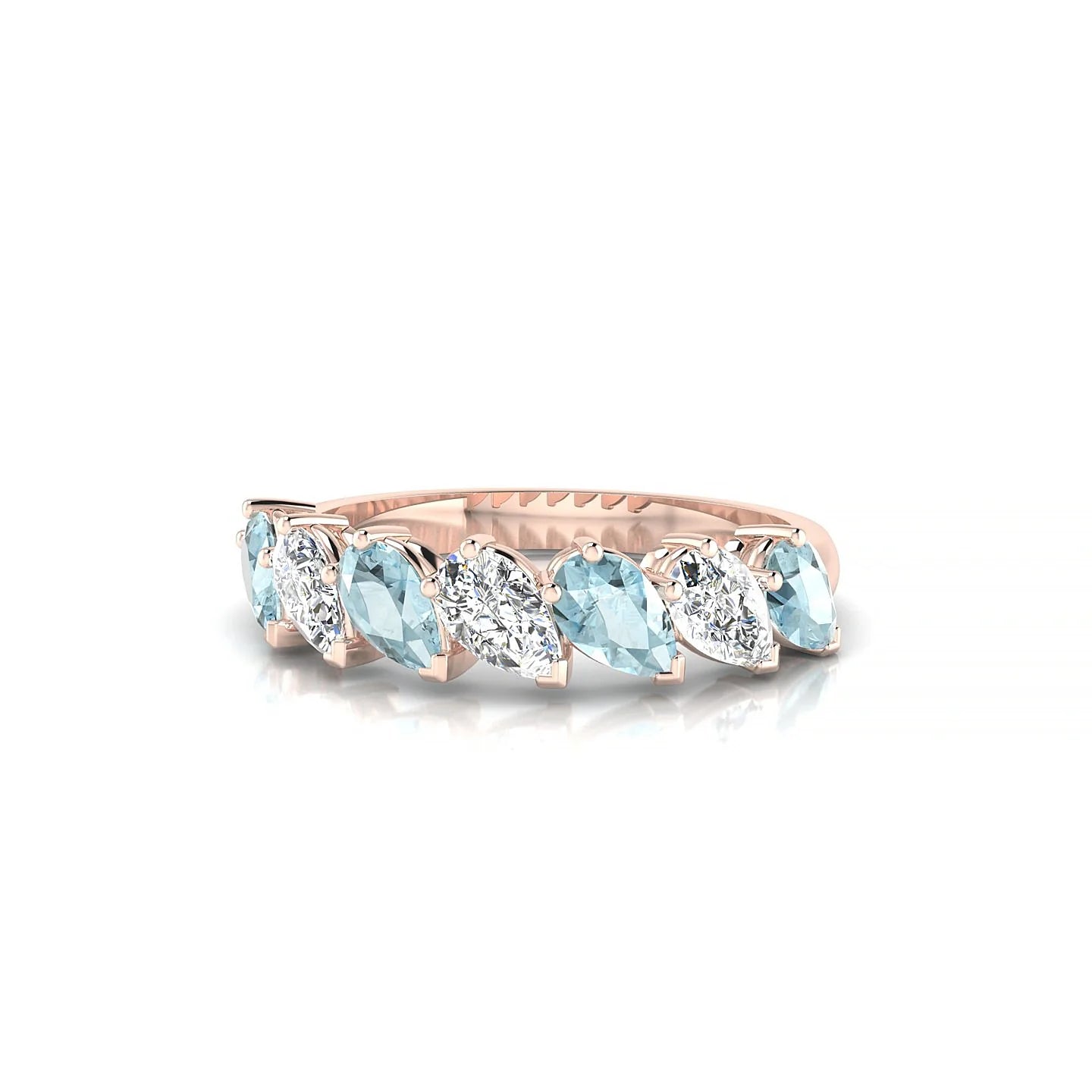 Rain | 18k Rose Gold 5 x 3 mm Pear Aquamarine & Diamond Ring
