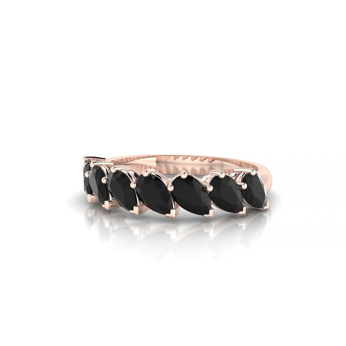 Rain | 18k Rose Gold 5 x 3 mm Pear Black Diamond Ring