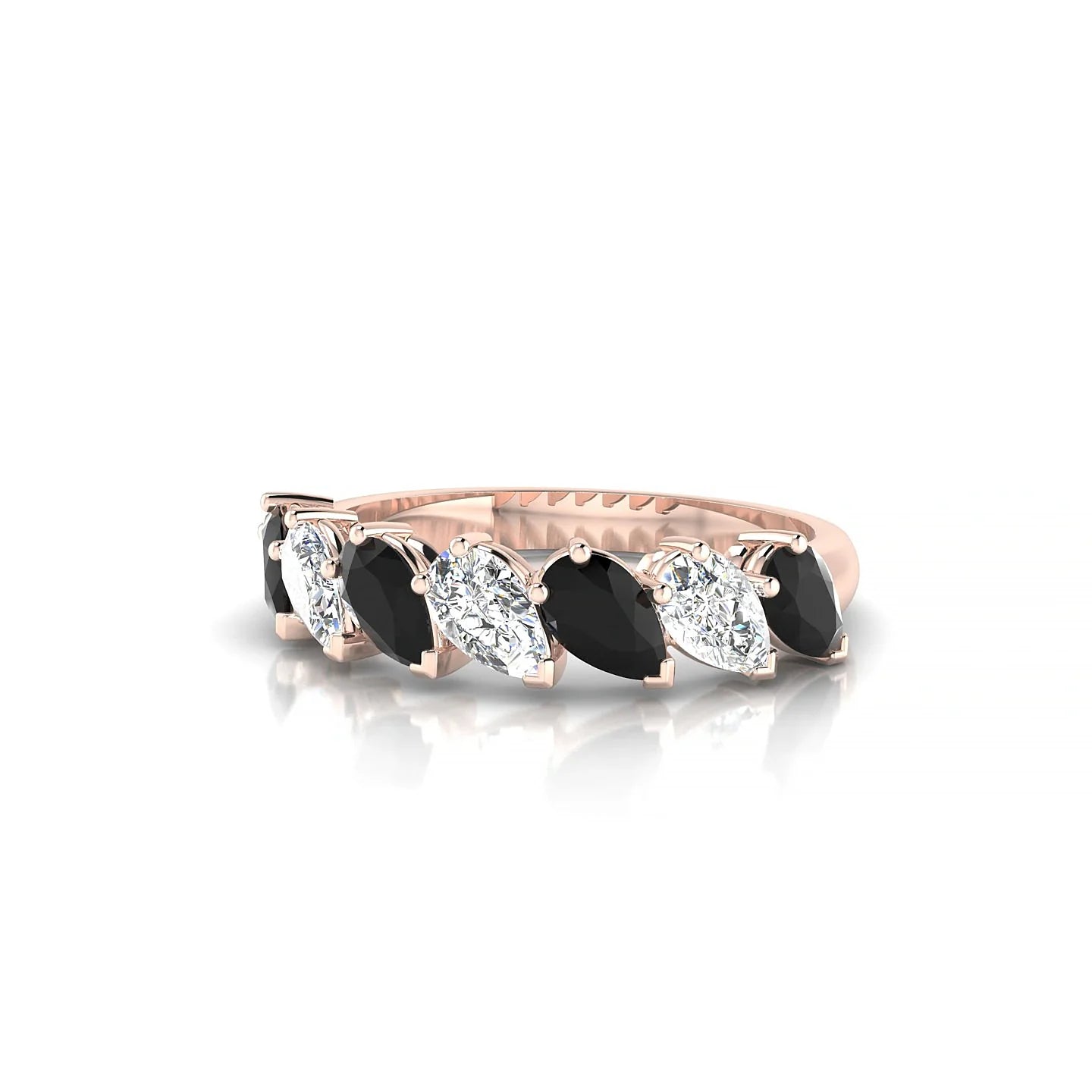 Rain | 18k Rose Gold 5 x 3 mm Pear Black Diamond & Diamond Ring