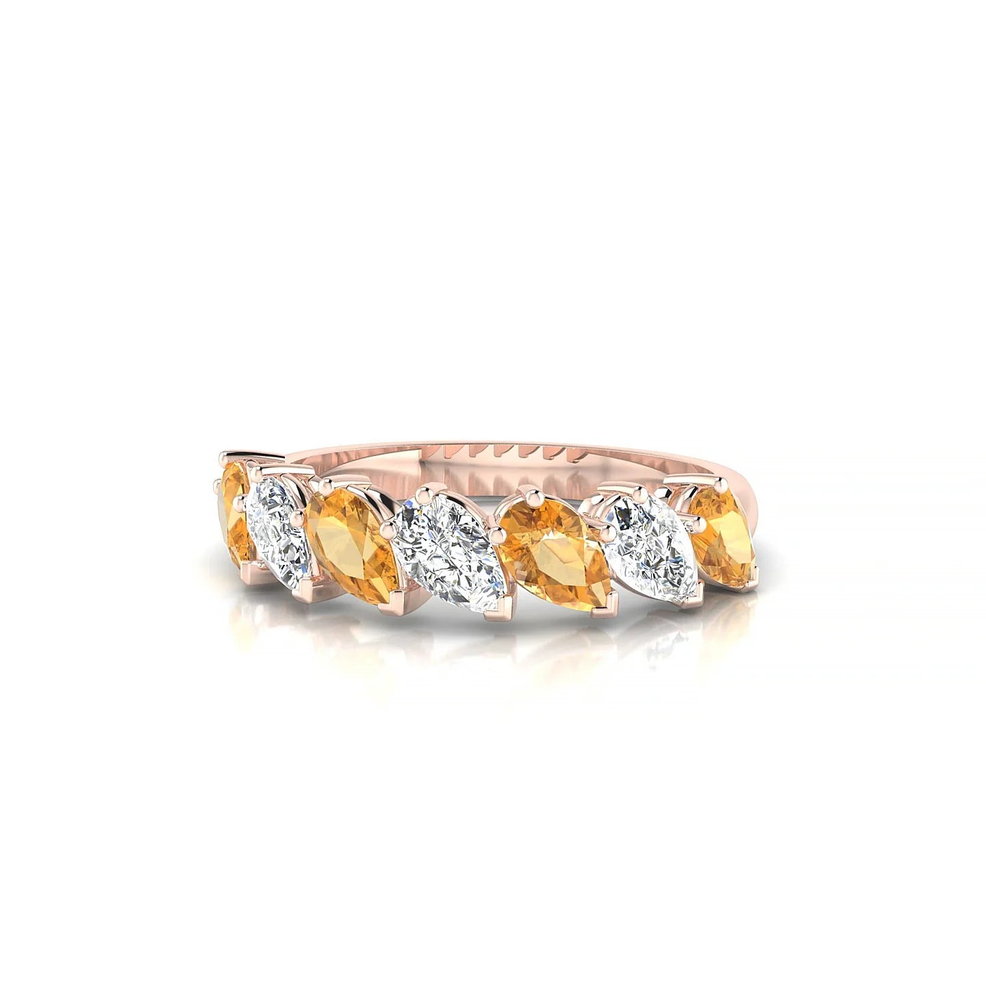 Rain | 18k Rose Gold 5 x 3 mm Pear Citrine & Diamond Ring
