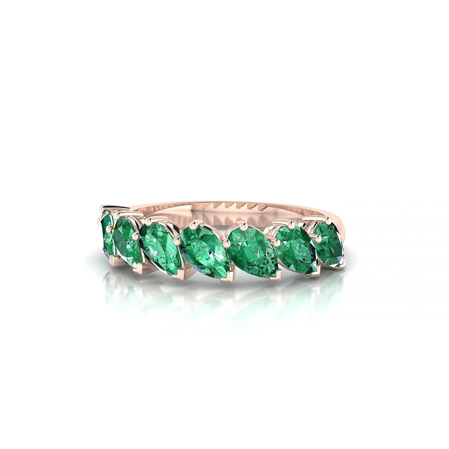 Rain | 18k Rose Gold 5 x 3 mm Pear Emerald Ring