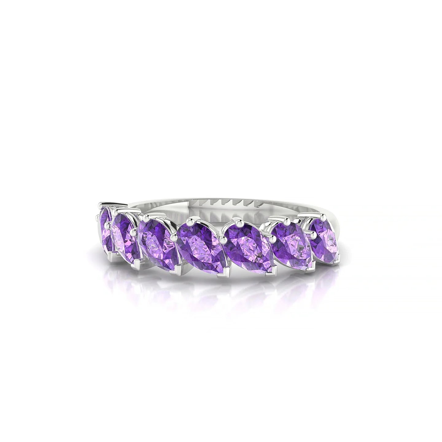 Rain | 18k White Gold 5 x 3 mm Pear Amethyst Ring
