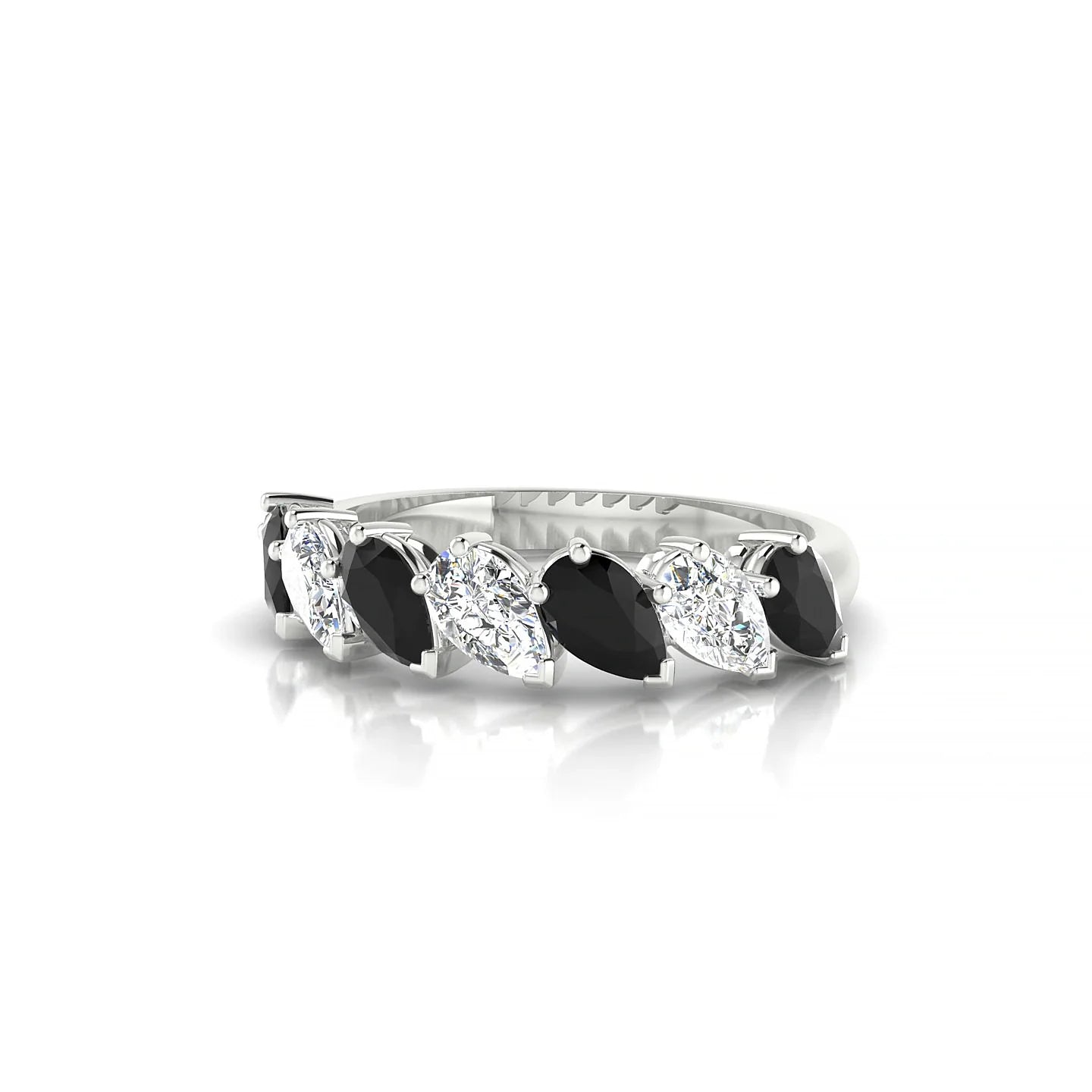 Rain | 18k White Gold 5 x 3 mm Pear Black Diamond & Diamond Ring