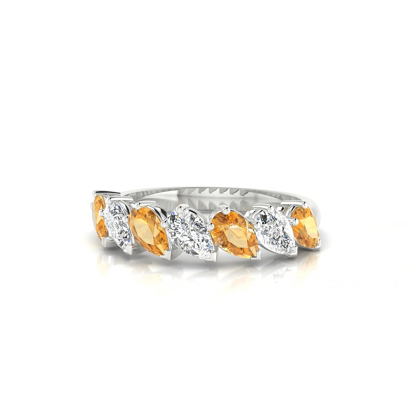 Rain | 18k White Gold 5 x 3 mm Pear Citrine & Diamond Ring