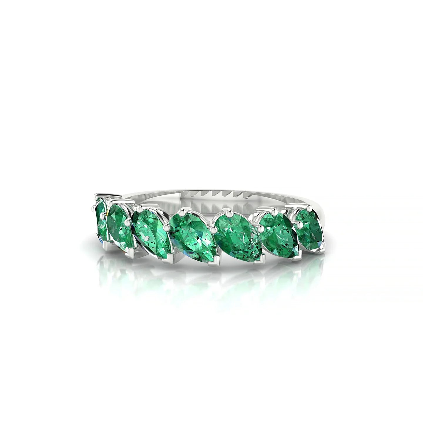 Rain | 18k White Gold 5 x 3 mm Pear Emerald Ring