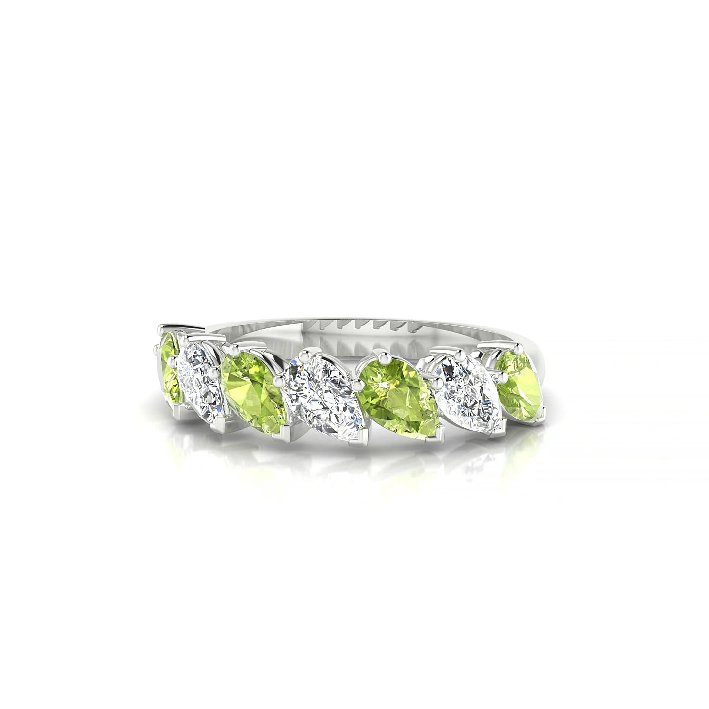 Rain | 18k White Gold 5 x 3 mm Pear Peridot & Diamond Ring