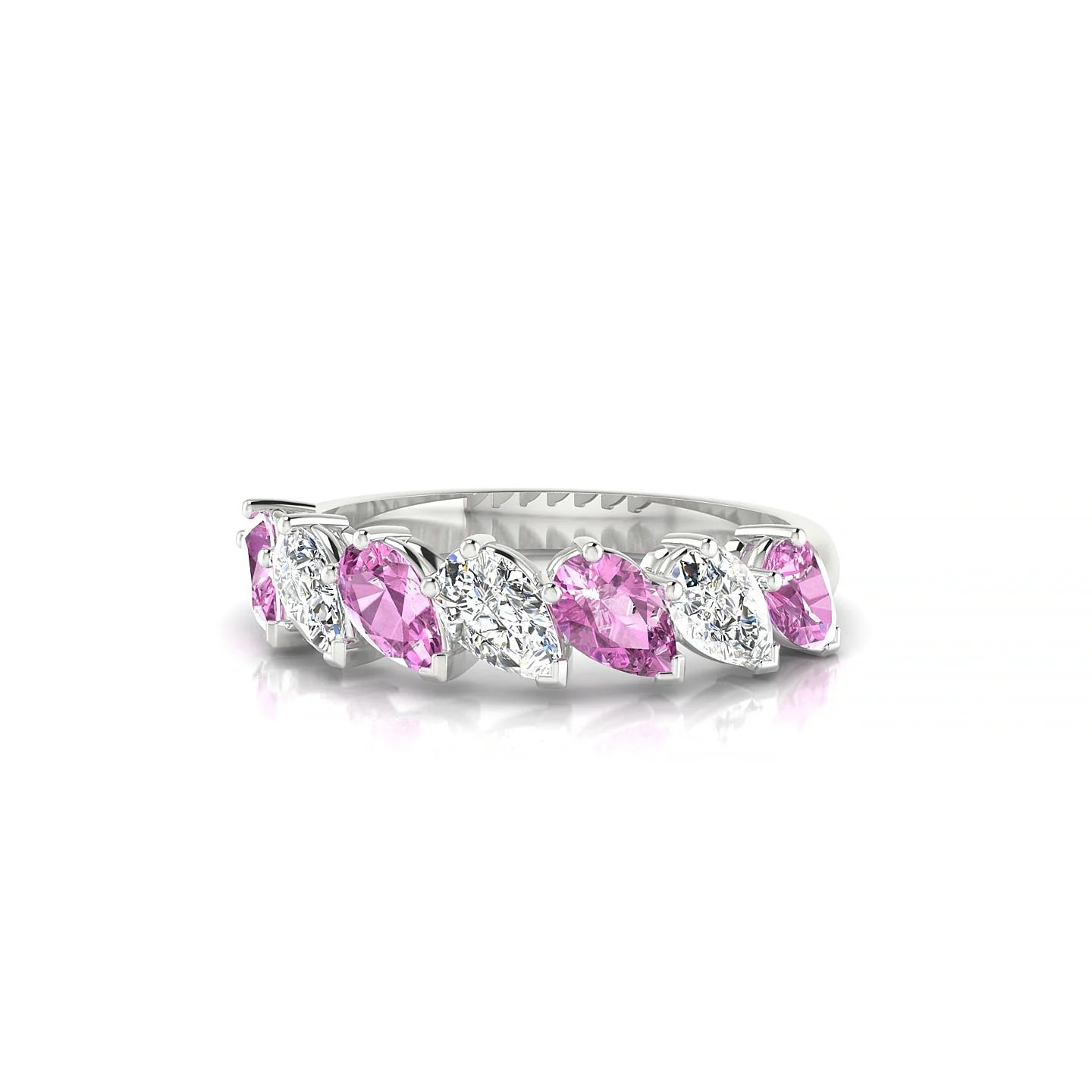 Rain | 18k White Gold 5 x 3 mm Pear Pink Sapphire & Diamond Ring