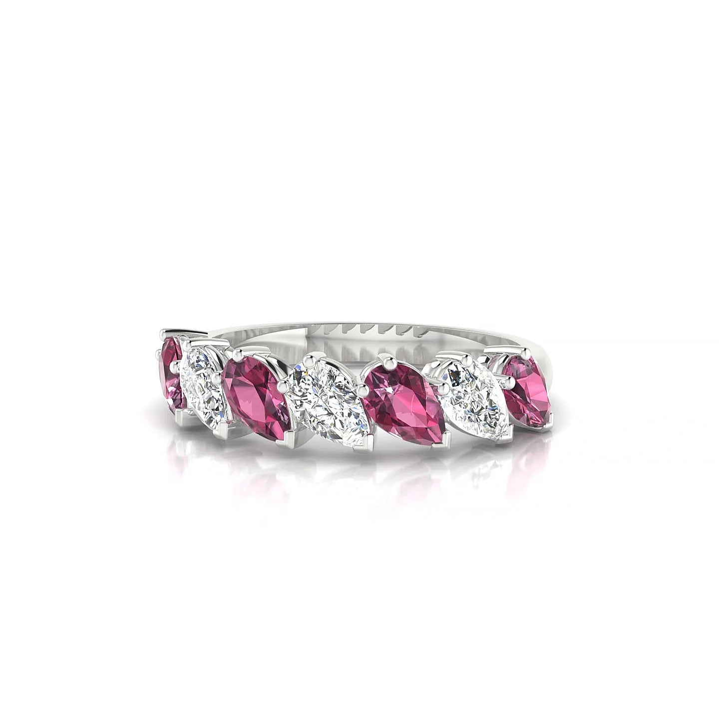 Rain | 18k White Gold 5 x 3 mm Pear Rhodolite & Diamond Ring